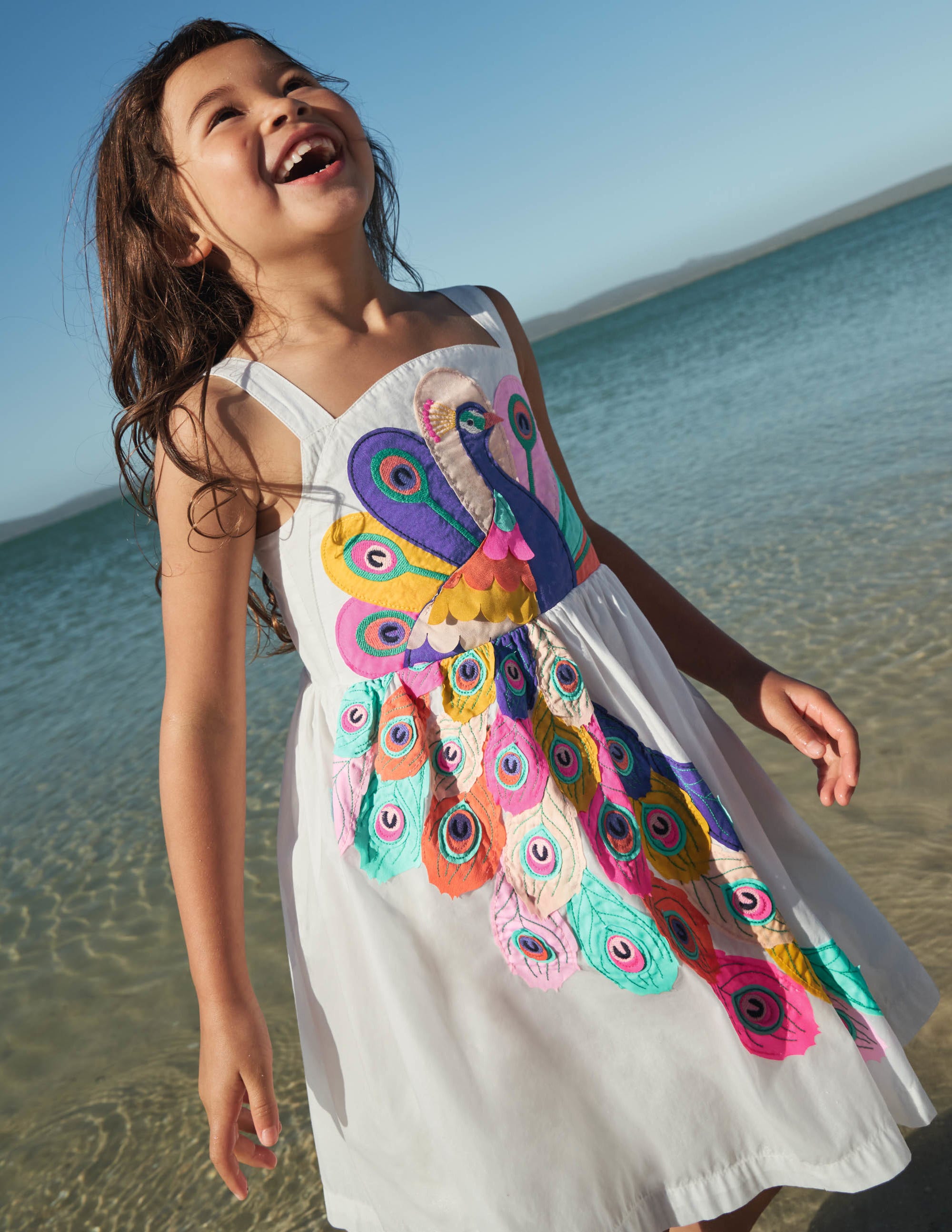 Peacock Appliqué Dress-Ivory - Image 5