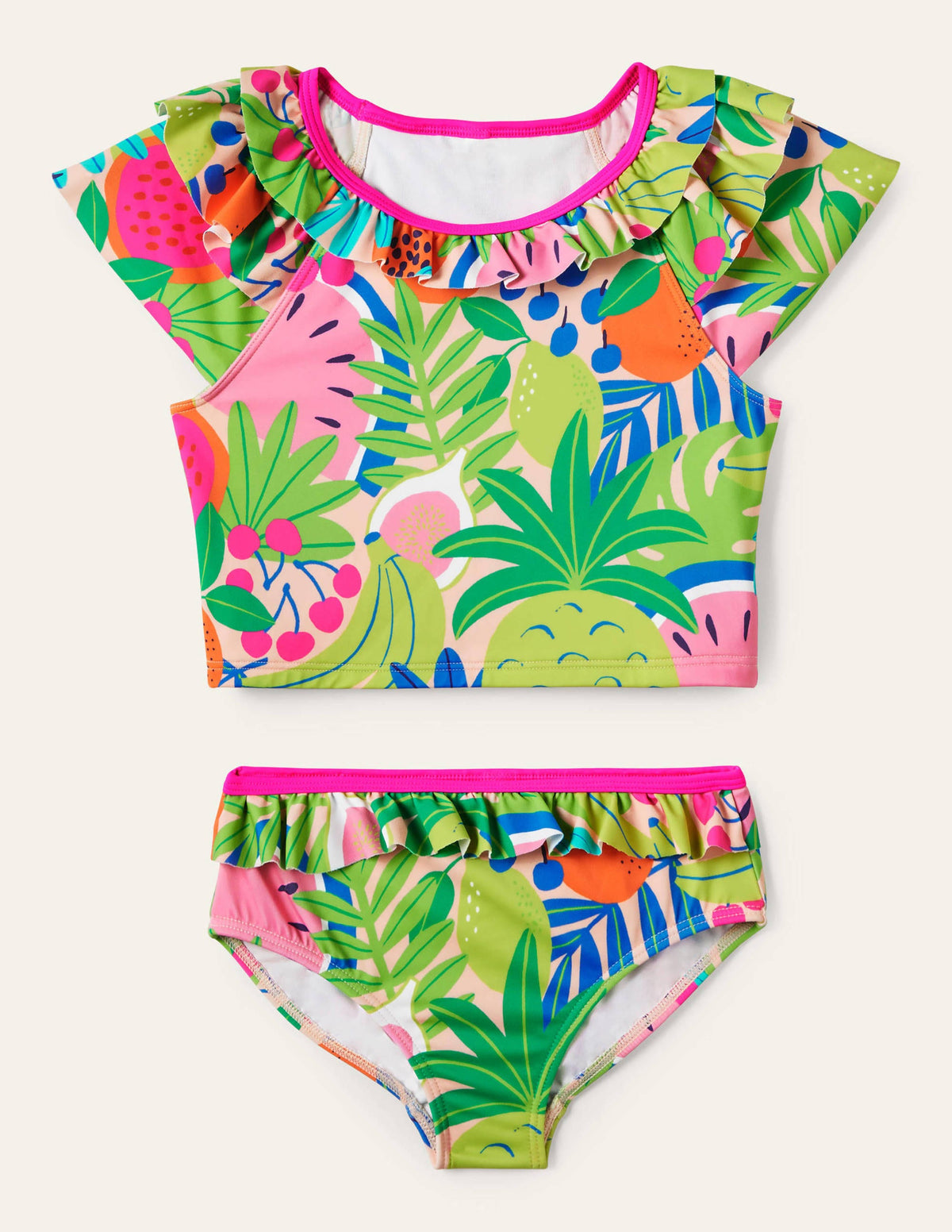 Frilly Tankini Set-Multi Tropical Fruit - Image 1