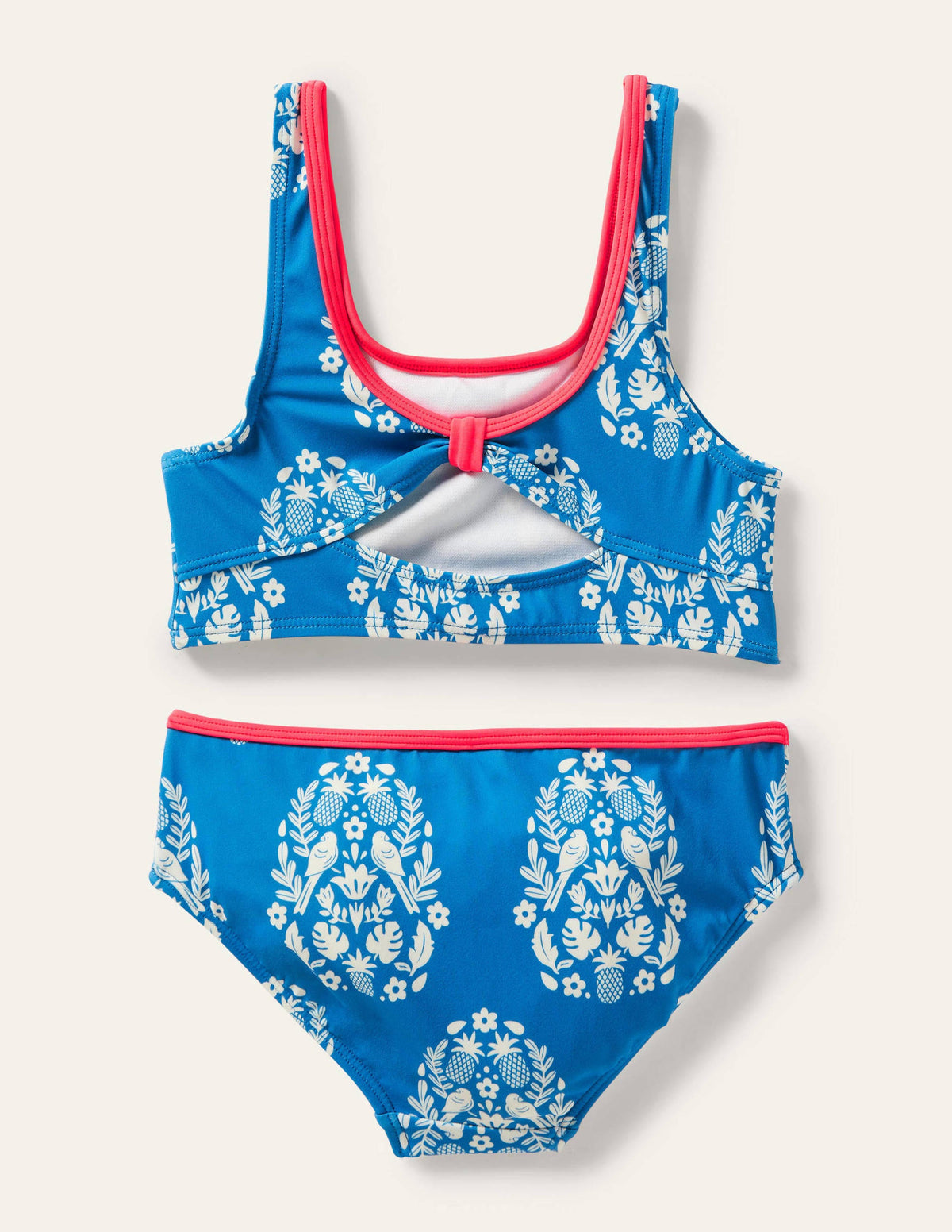 Twist Back Bikini-Marina Blue Tropical Woodblock-2