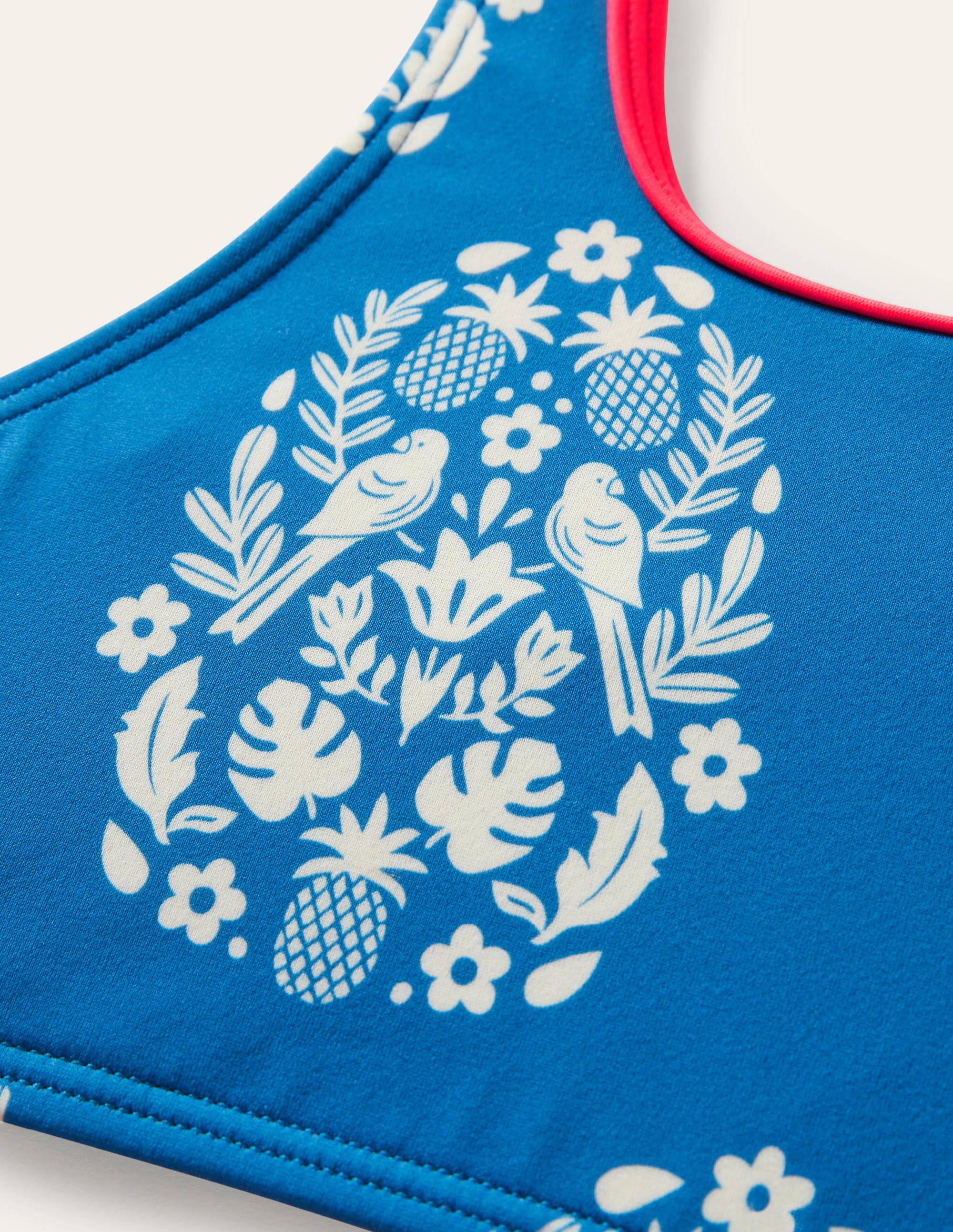 Twist Back Bikini-Marina Blue Tropical Woodblock - Image 3