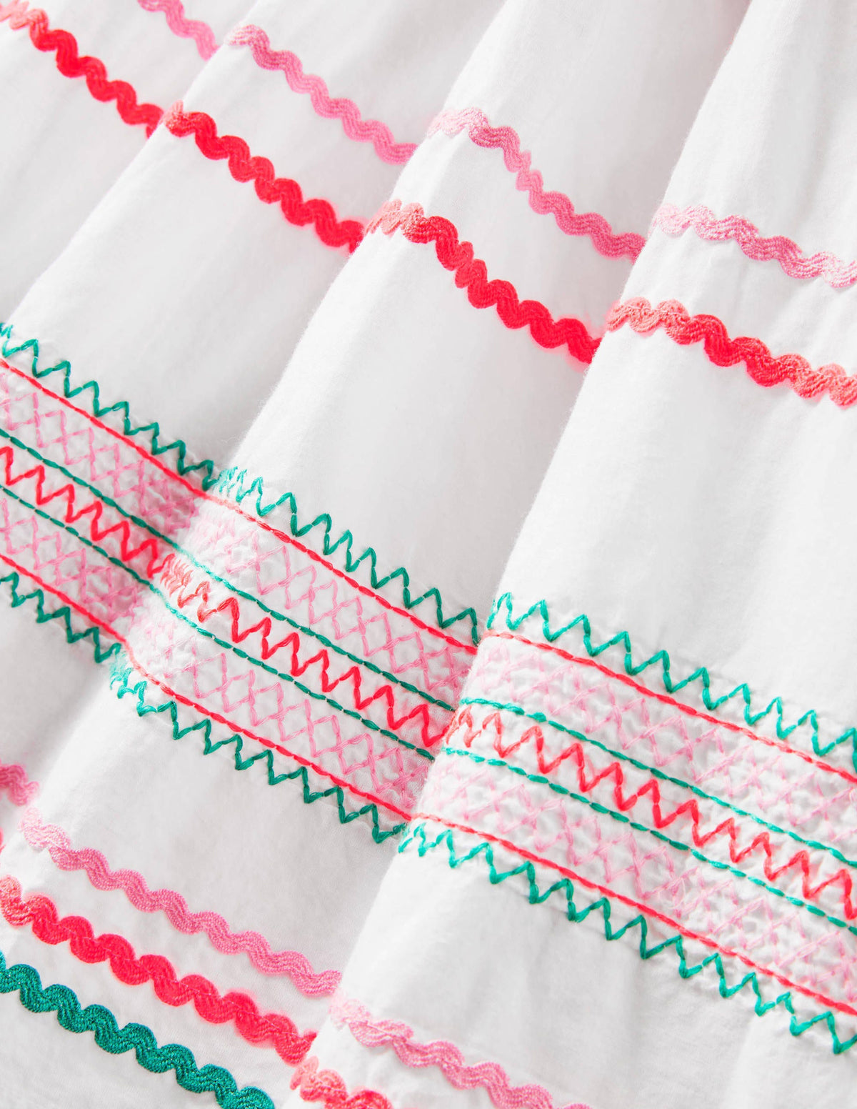 Embroidered Smock Dress-White - Image 3