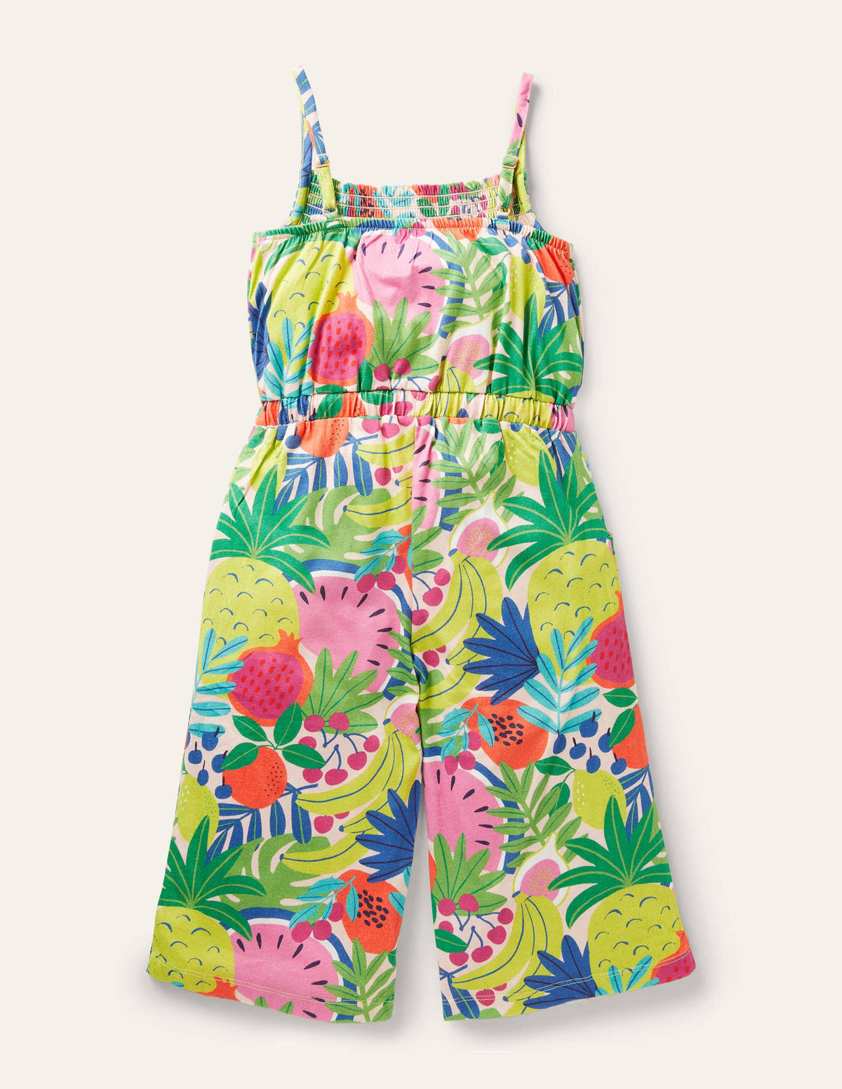Wide Leg Jersey Jumpsuit-Multi Tropical Fruit - Image 2