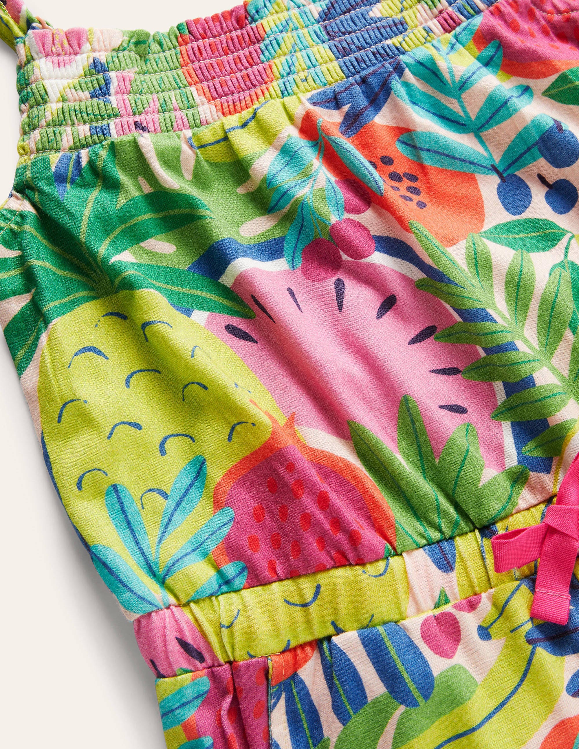 Wide Leg Jersey Jumpsuit-Multi Tropical Fruit - Image 3