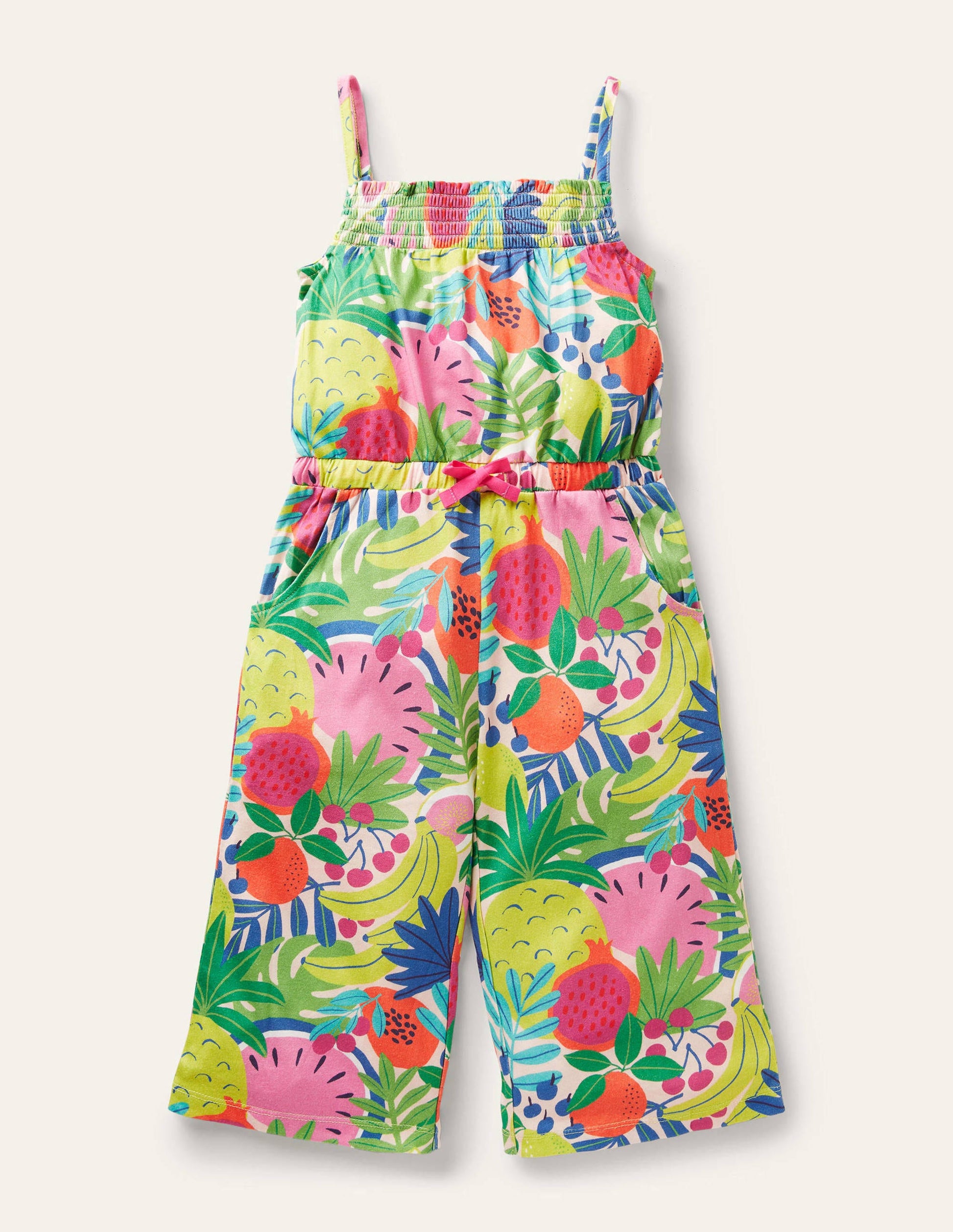 Wide Leg Jersey Jumpsuit-Multi Tropical Fruit-1