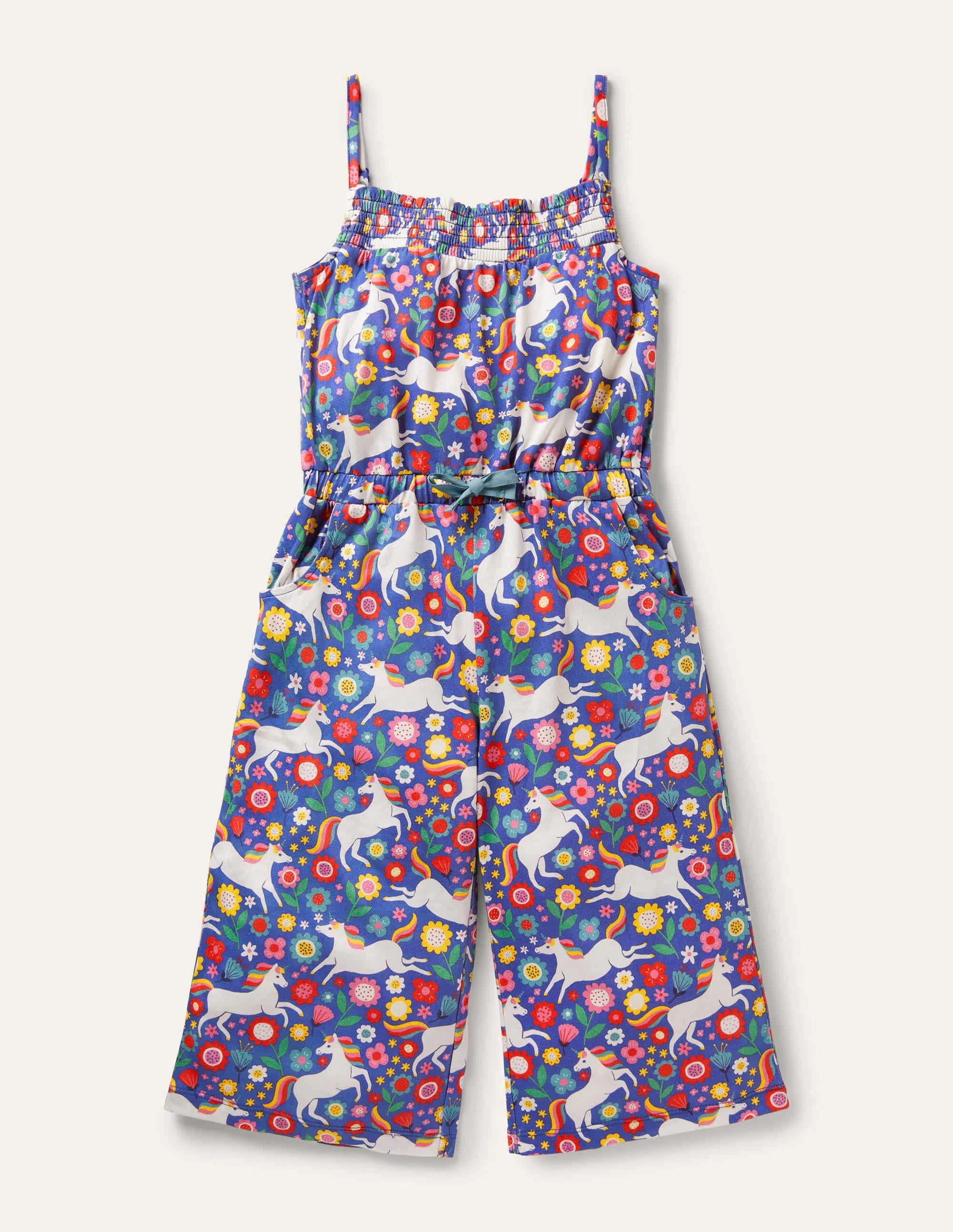 Wide Leg Jersey Jumpsuit-Bluebell Small Unicorn Floral - Image 1
