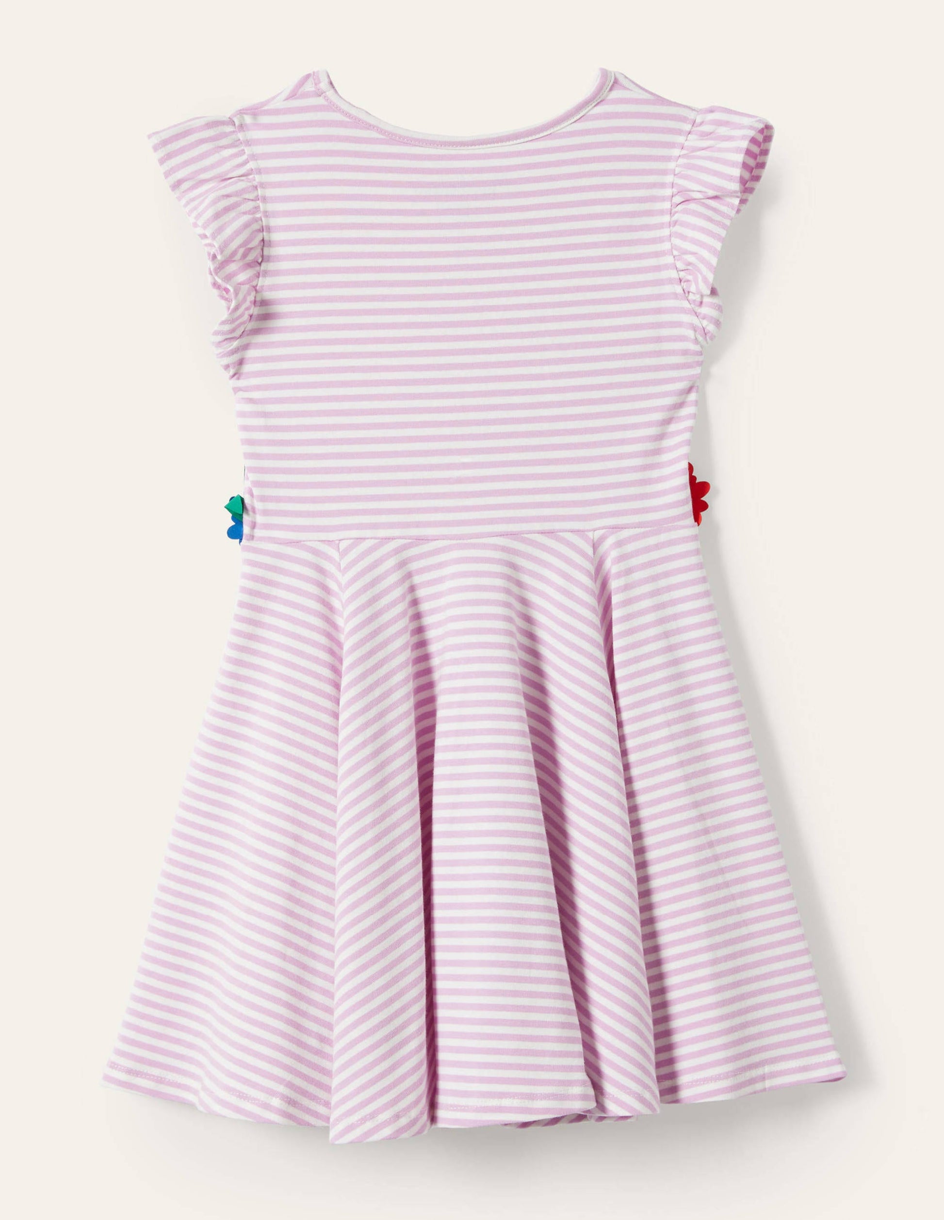 Frill Sleeve Twirly Dress-Rosebay Pink/Ivory-2