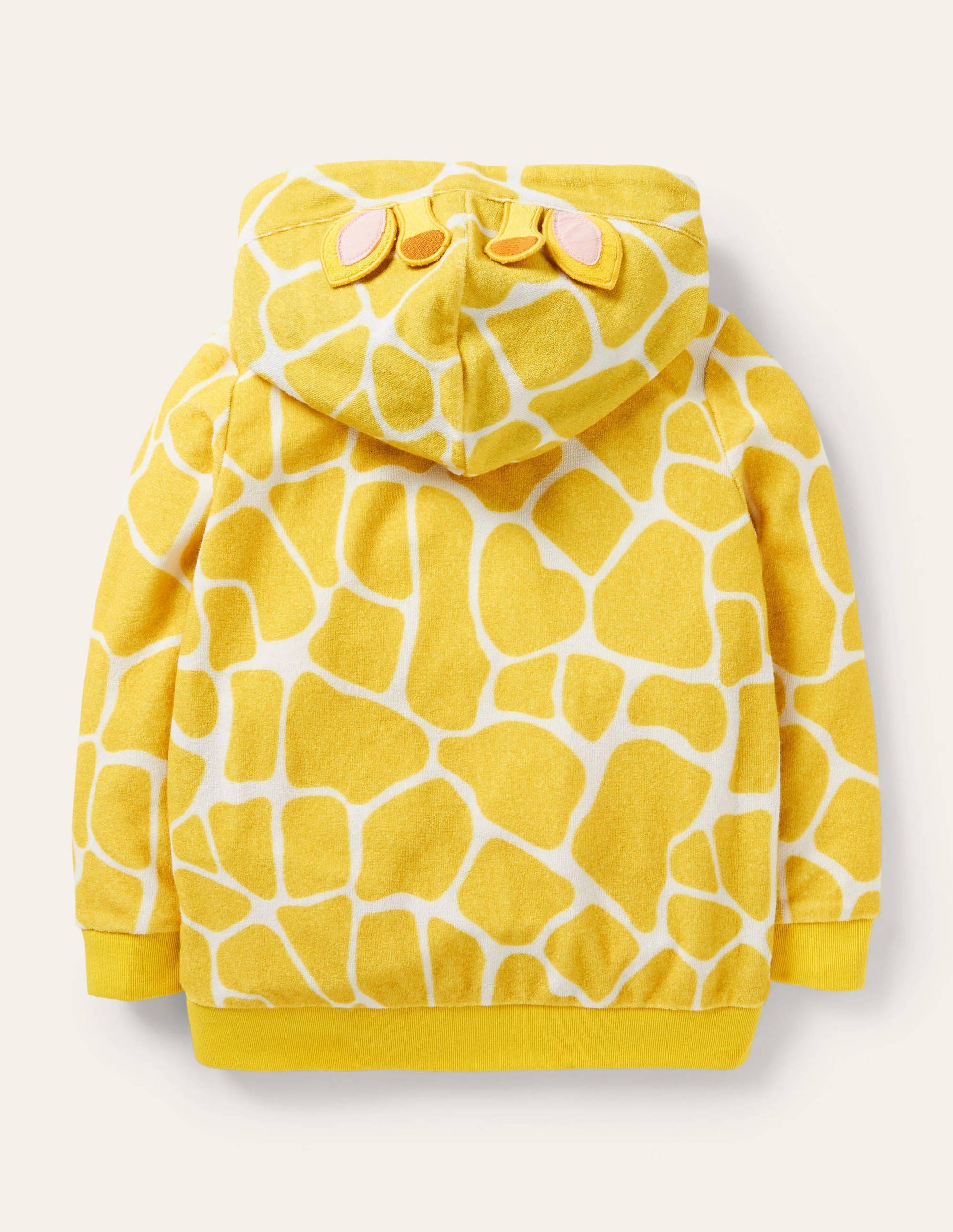 Novelty Towelling Hoodie-Daffodil Yellow Giraffe-2