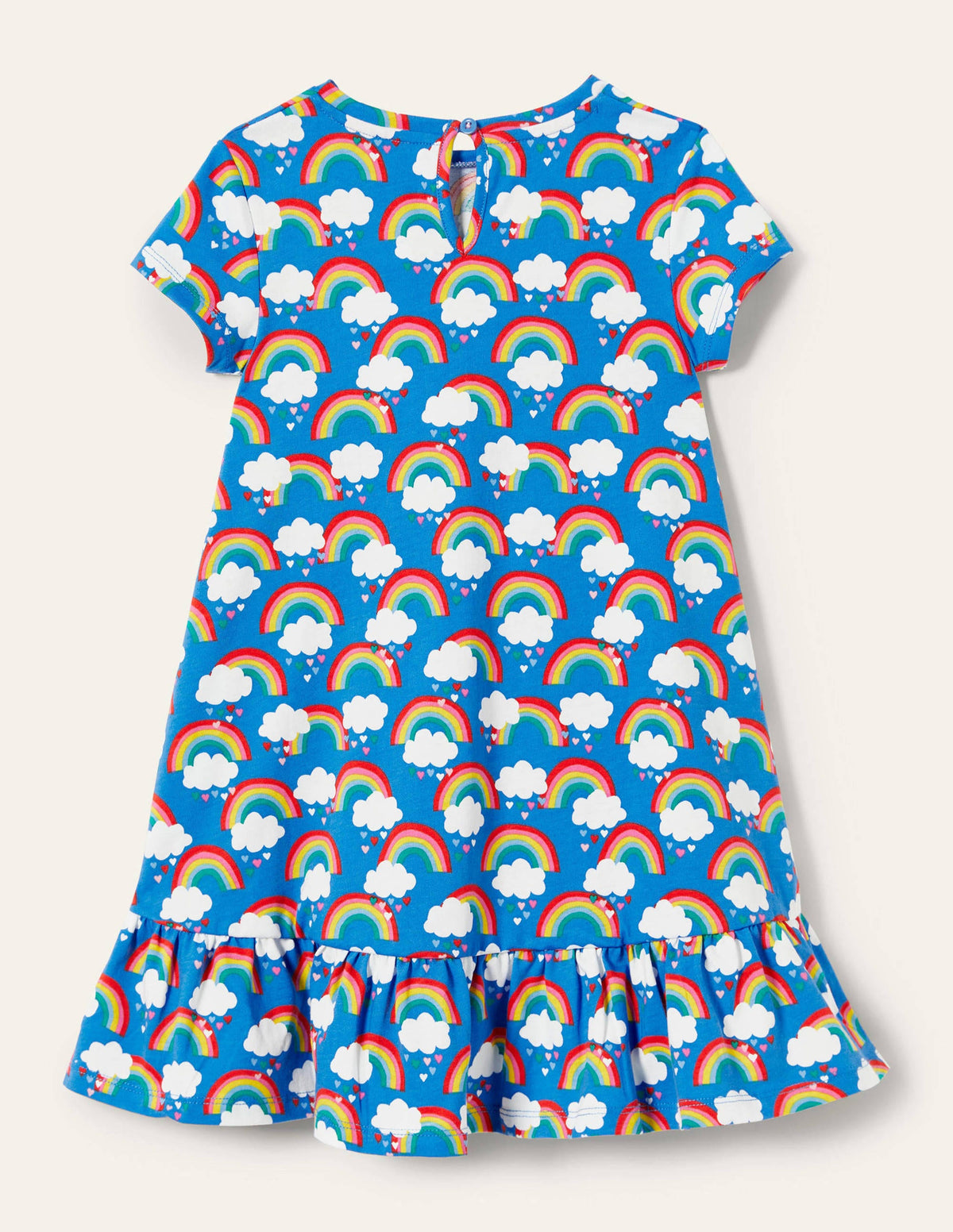 Drop Hem Jersey Dress-Moroccan Blue Love Rainbows - Image 2