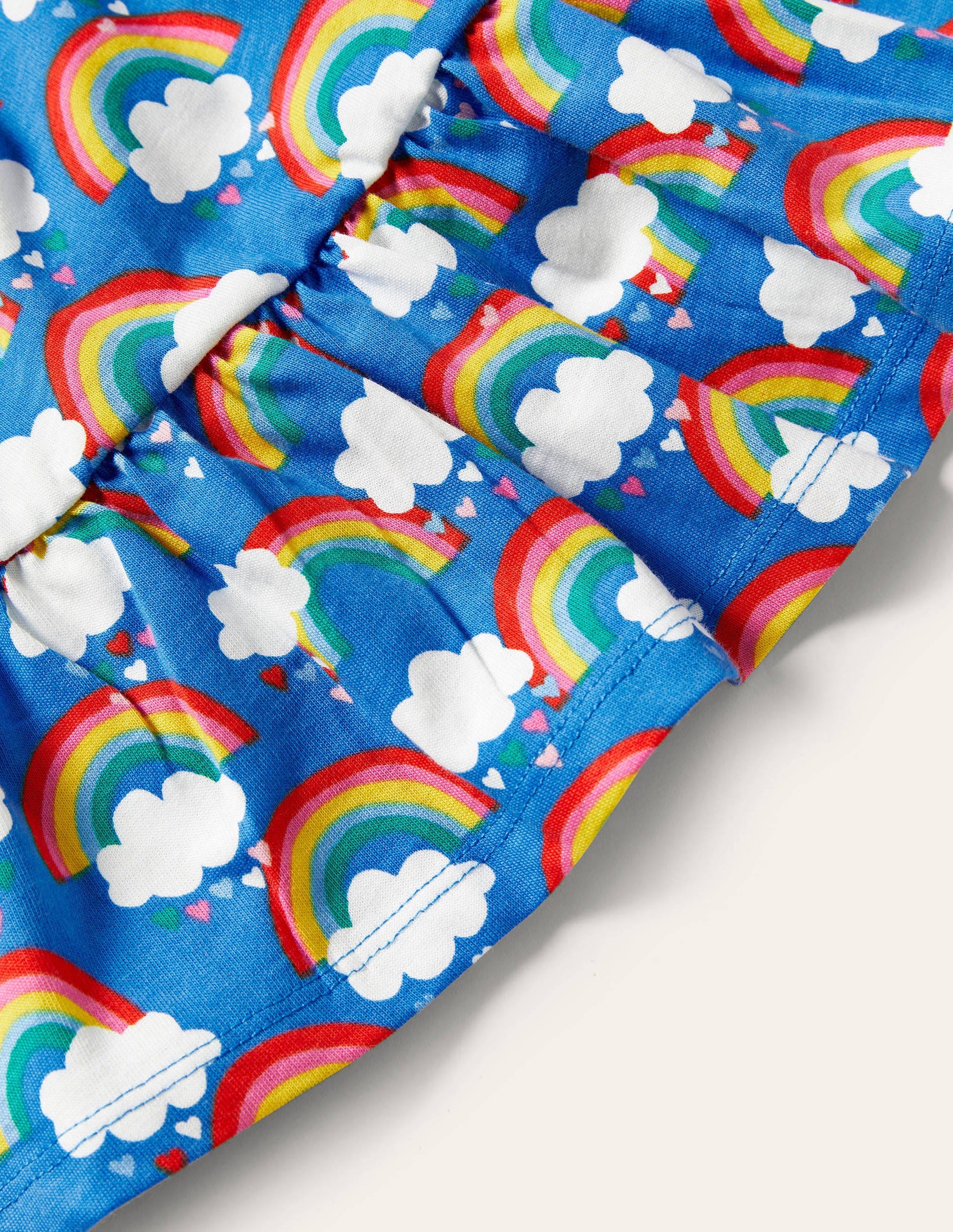 Drop Hem Jersey Dress-Moroccan Blue Love Rainbows-3