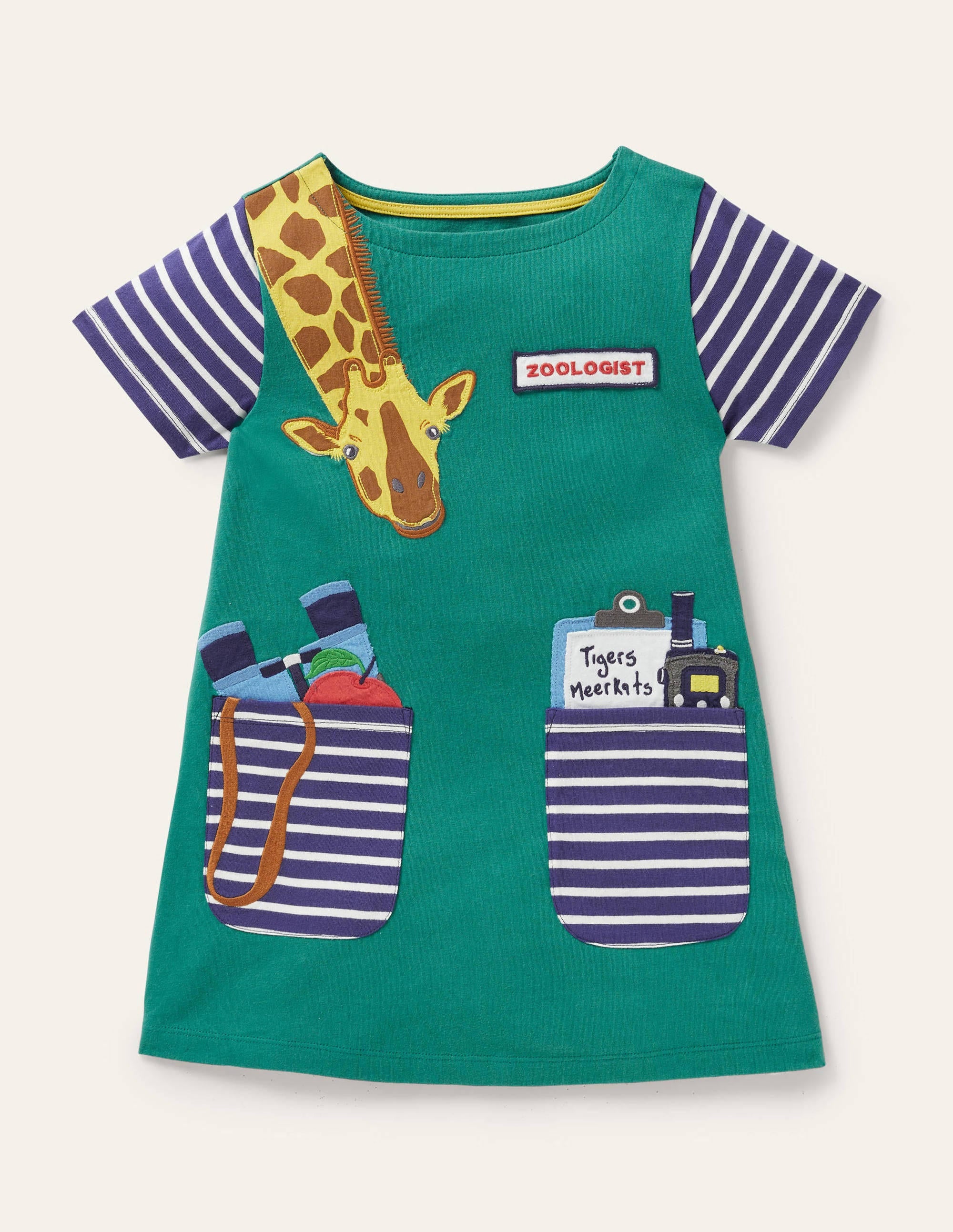 Novelty Pocket Jersey Tunic-Sardinia Green Giraffe - Image 1