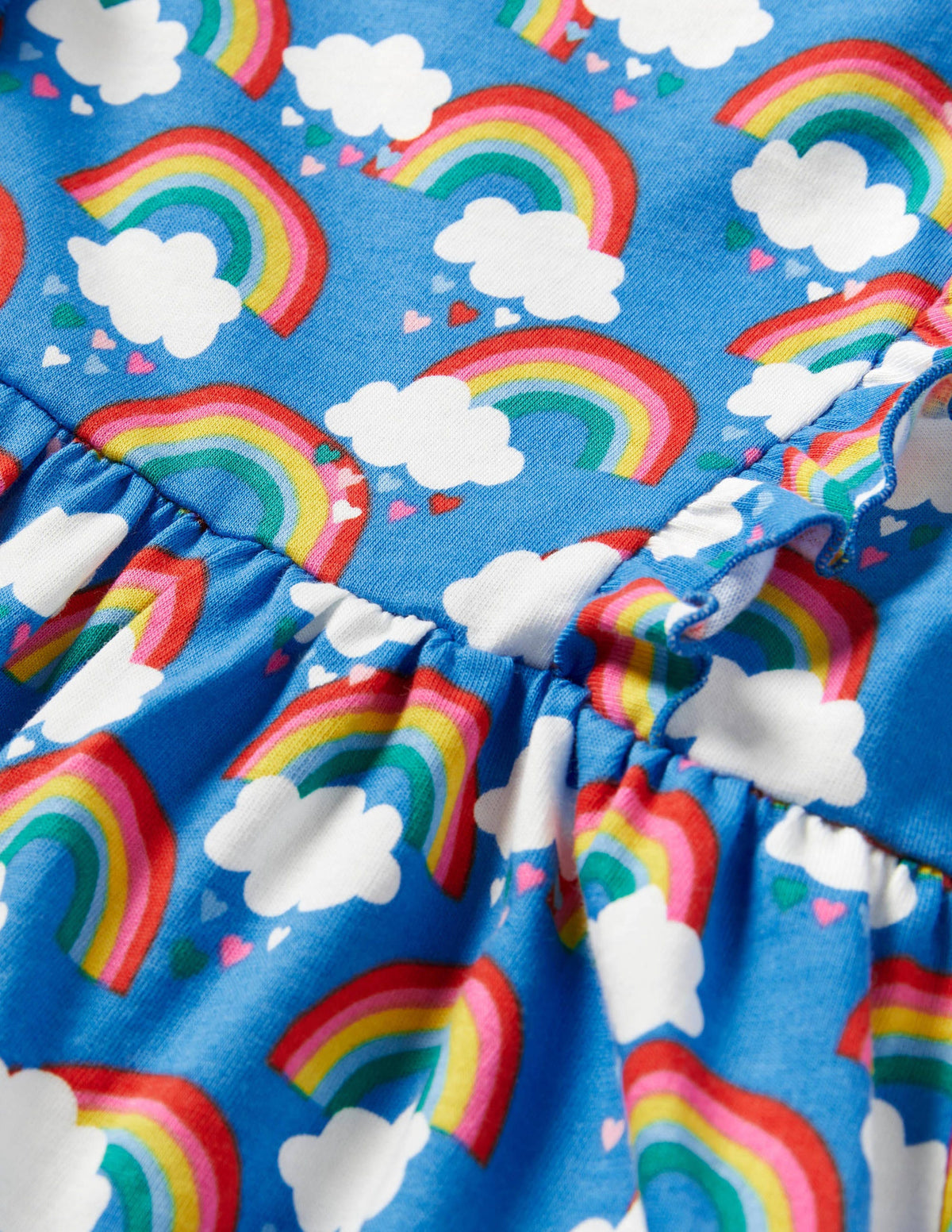 Frill Tiered Jersey Dress-Moroccan Blue Love Rainbows-3