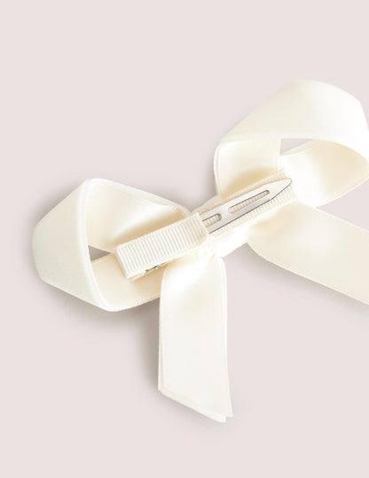Velvet Bow Hair Clip-Ivory-2