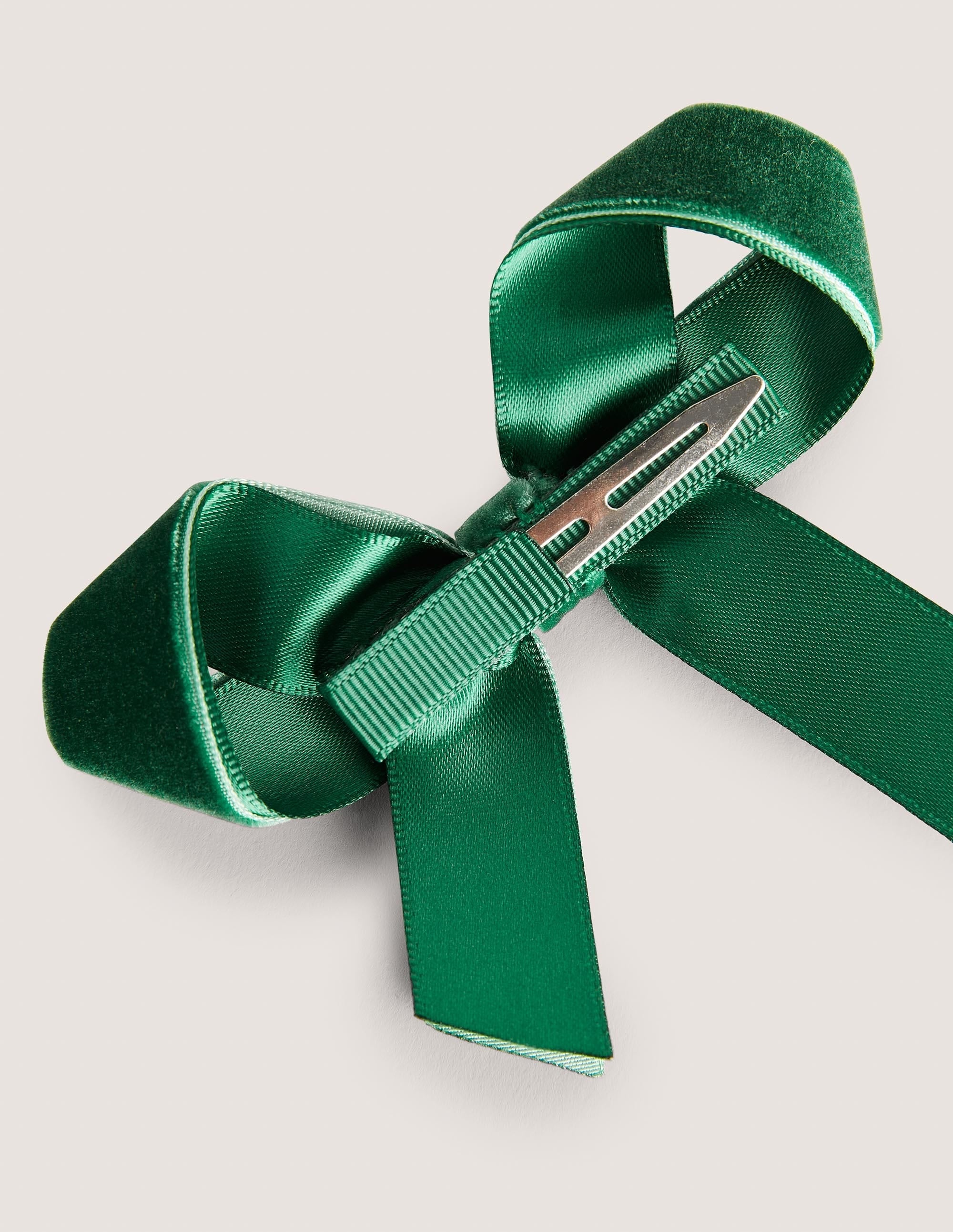 Velvet Bow Hair Clip-TrekkingGreen - Image 2