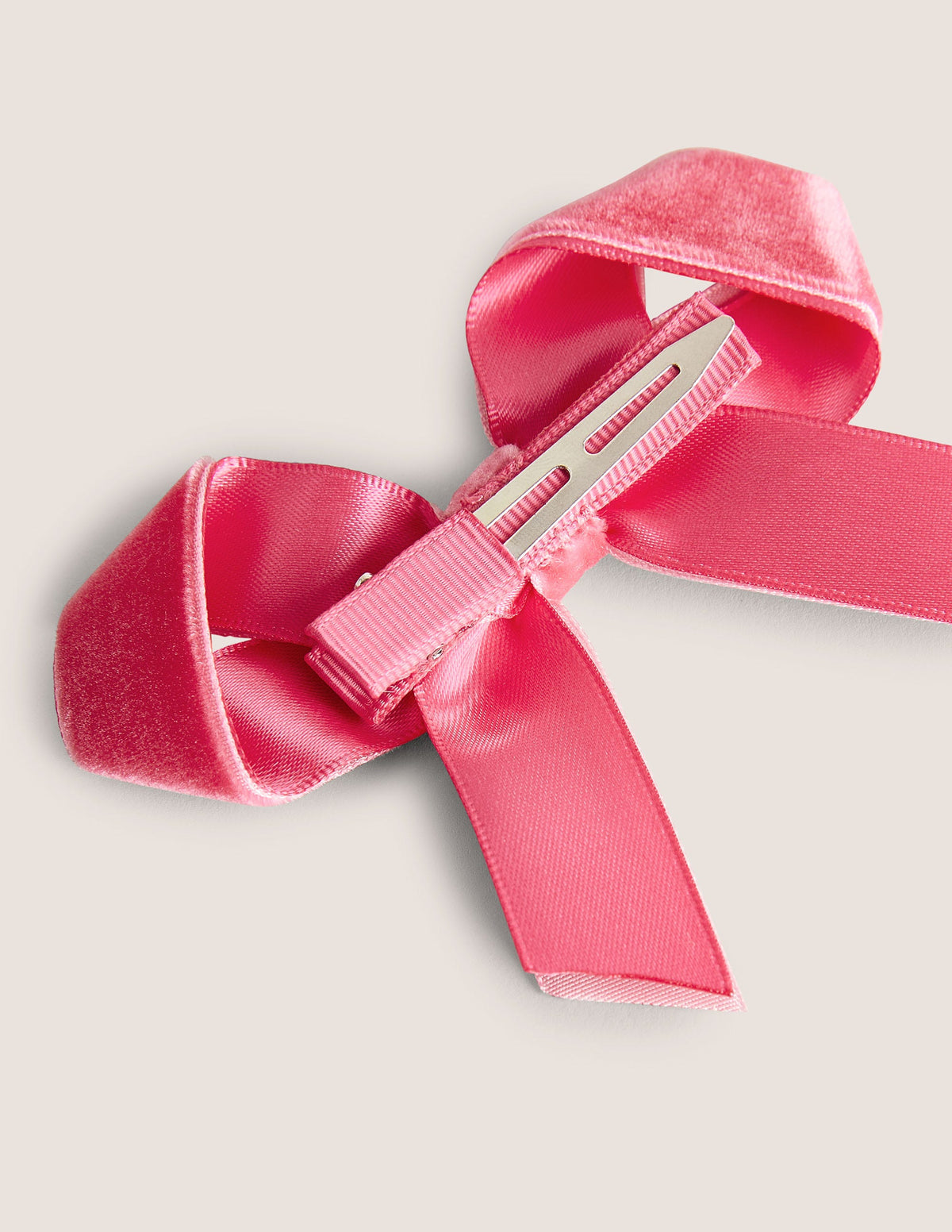 Velvet Bow Hair Clip-ShockingPink - Image 2