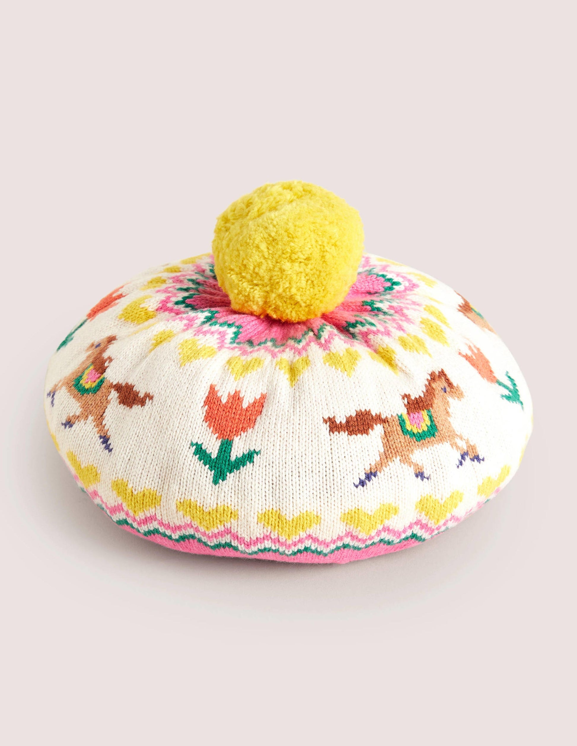 Fair Isle Beret-Pink Horse-1