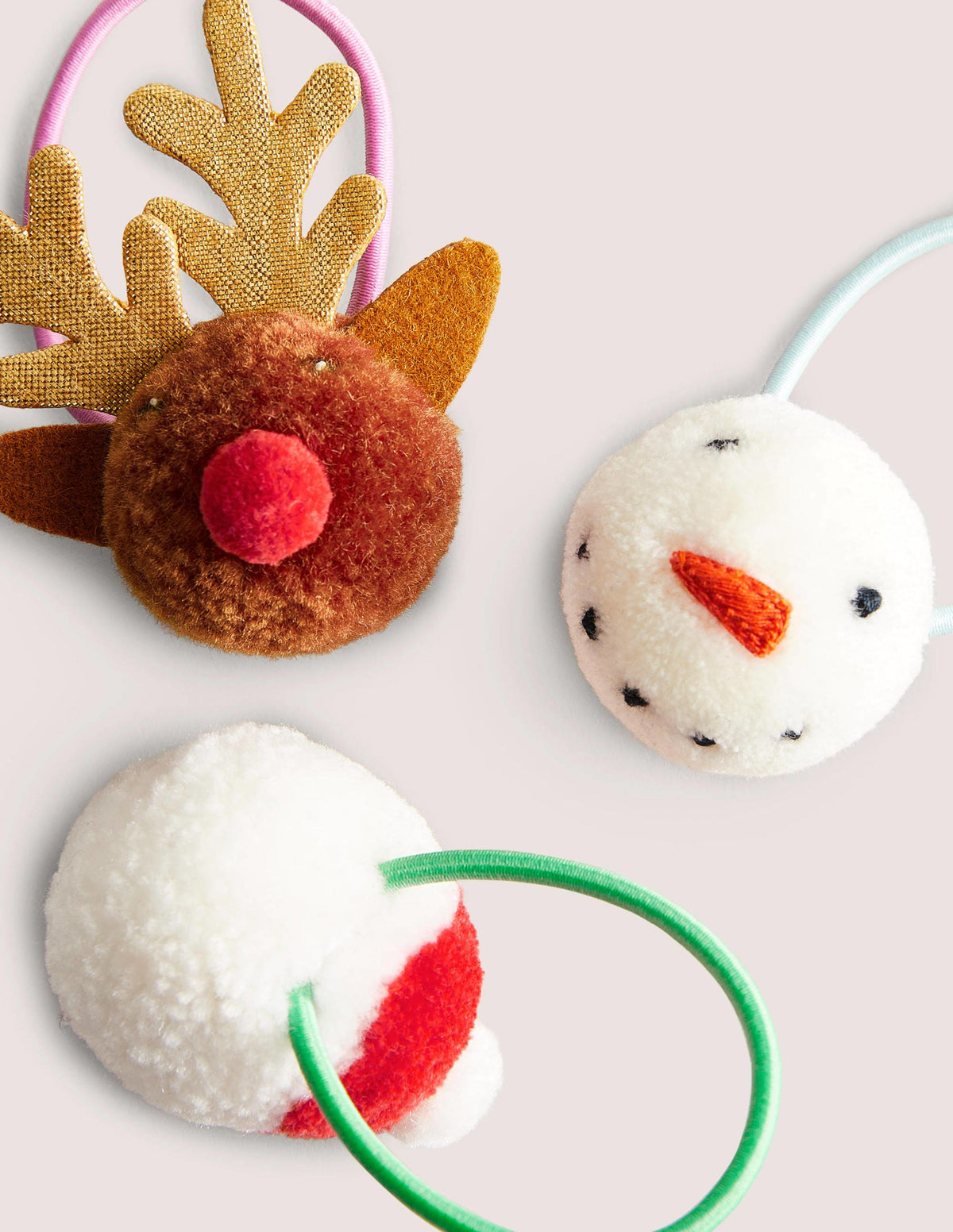 Pompom Hairbands 3 Pack-Multi Christmas - Image 2