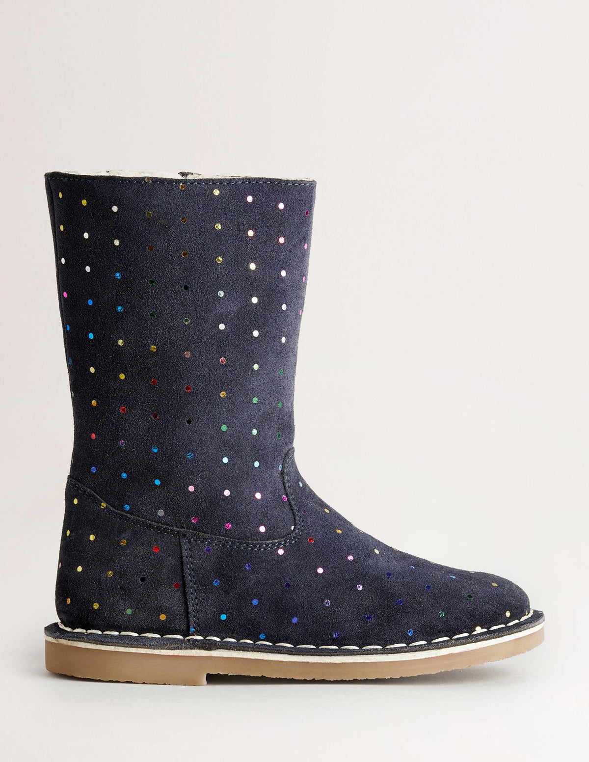 Navy Spots Tall Suede Boots-College Navy Multi Spot-1