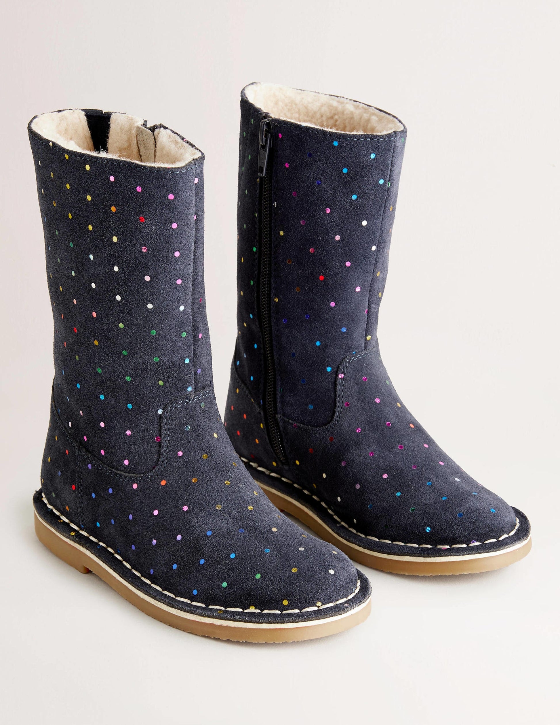 Navy Spots Tall Suede Boots-College Navy Multi Spot-2