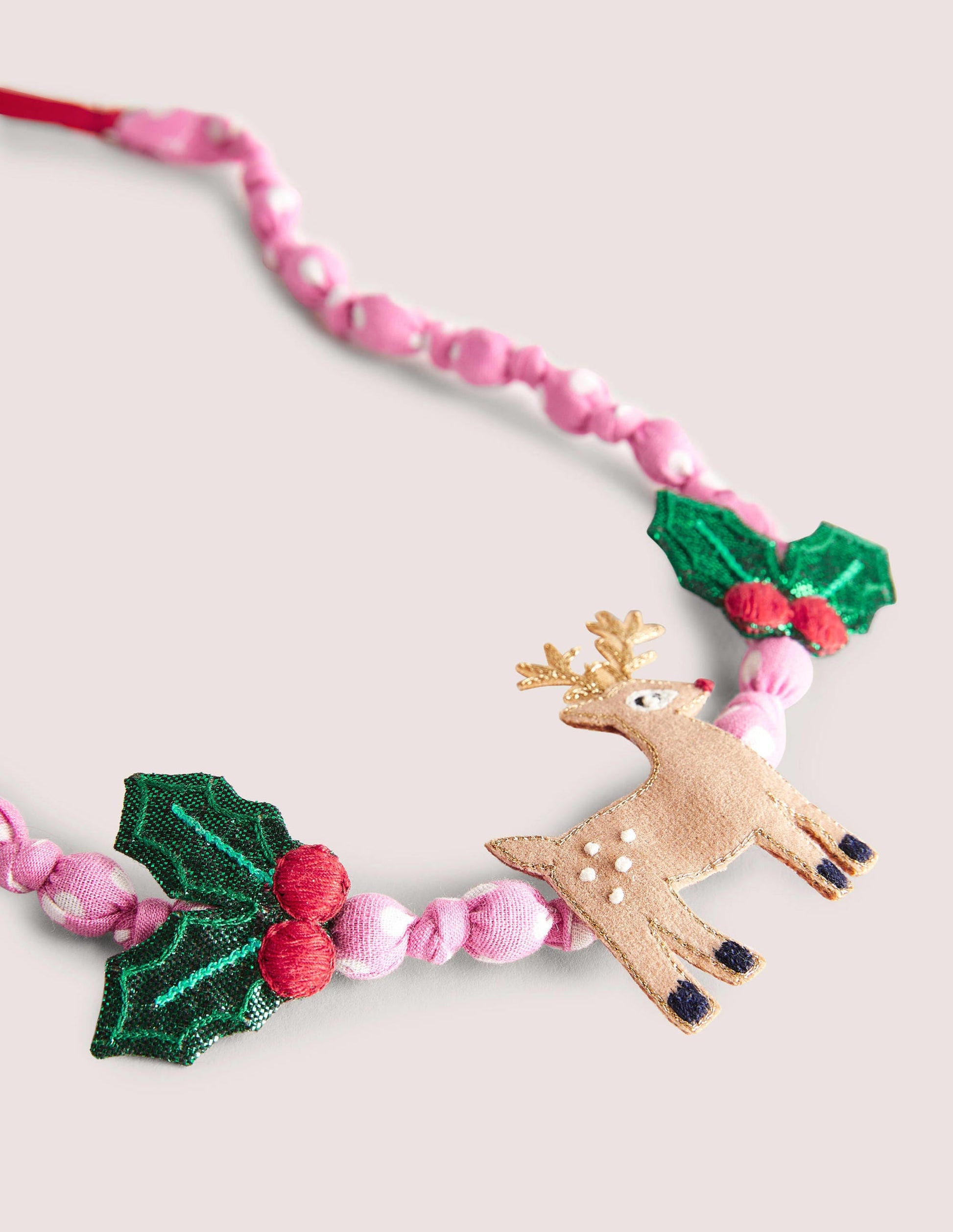 Fabric Necklace-Formica Pink Reindeer-2