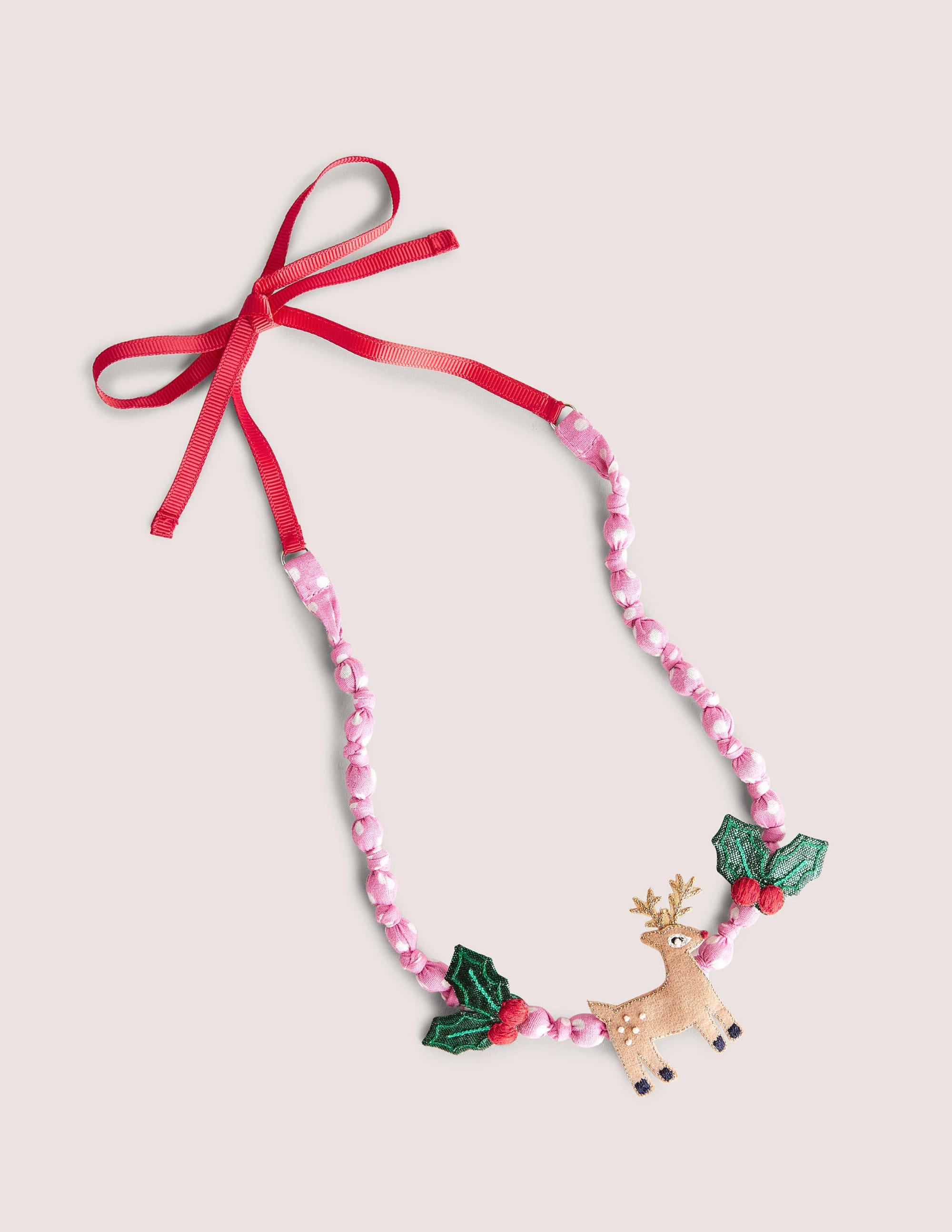 Fabric Necklace-Formica Pink Reindeer - Image 1