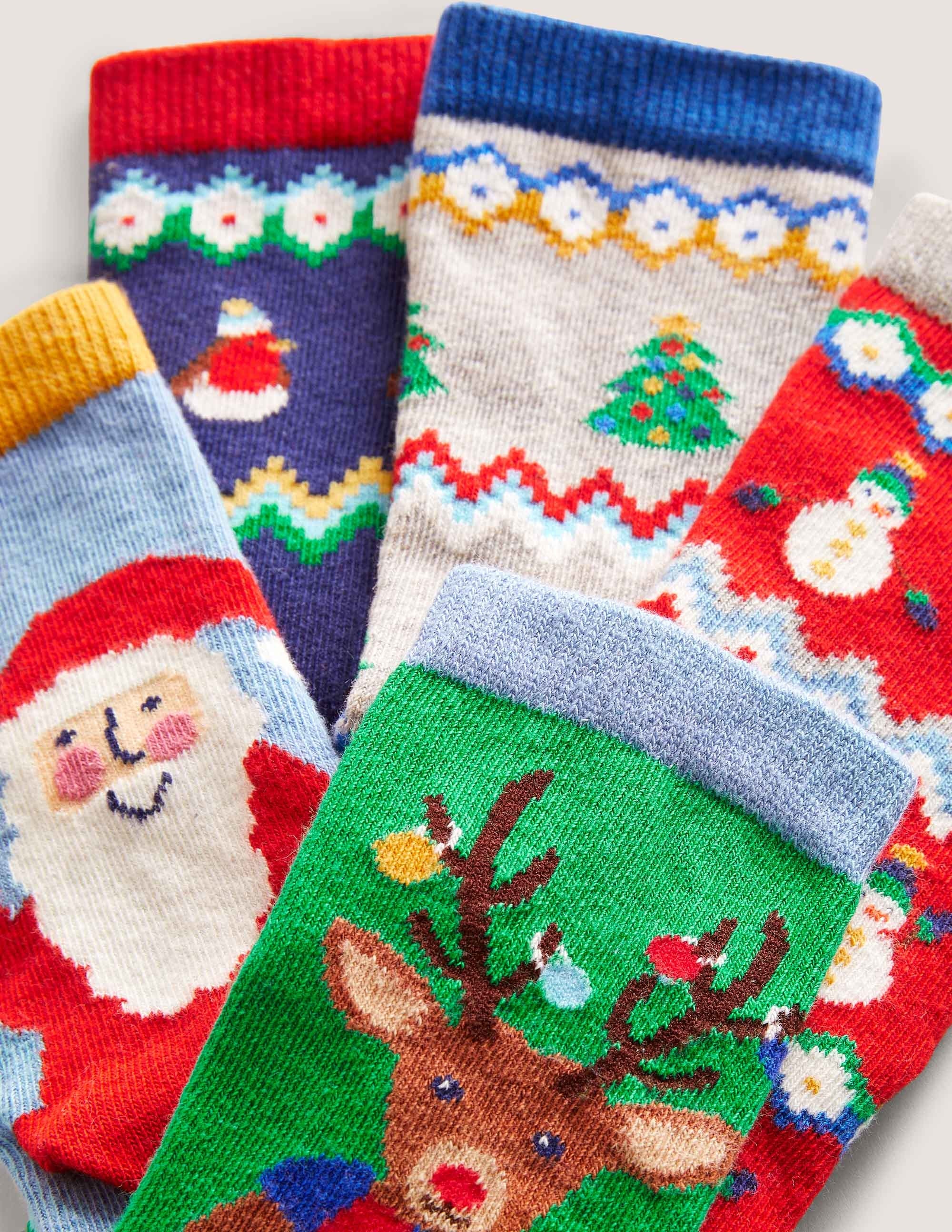 Christmas Socks 5 Pack-Fair Isle Snowman - Image 3