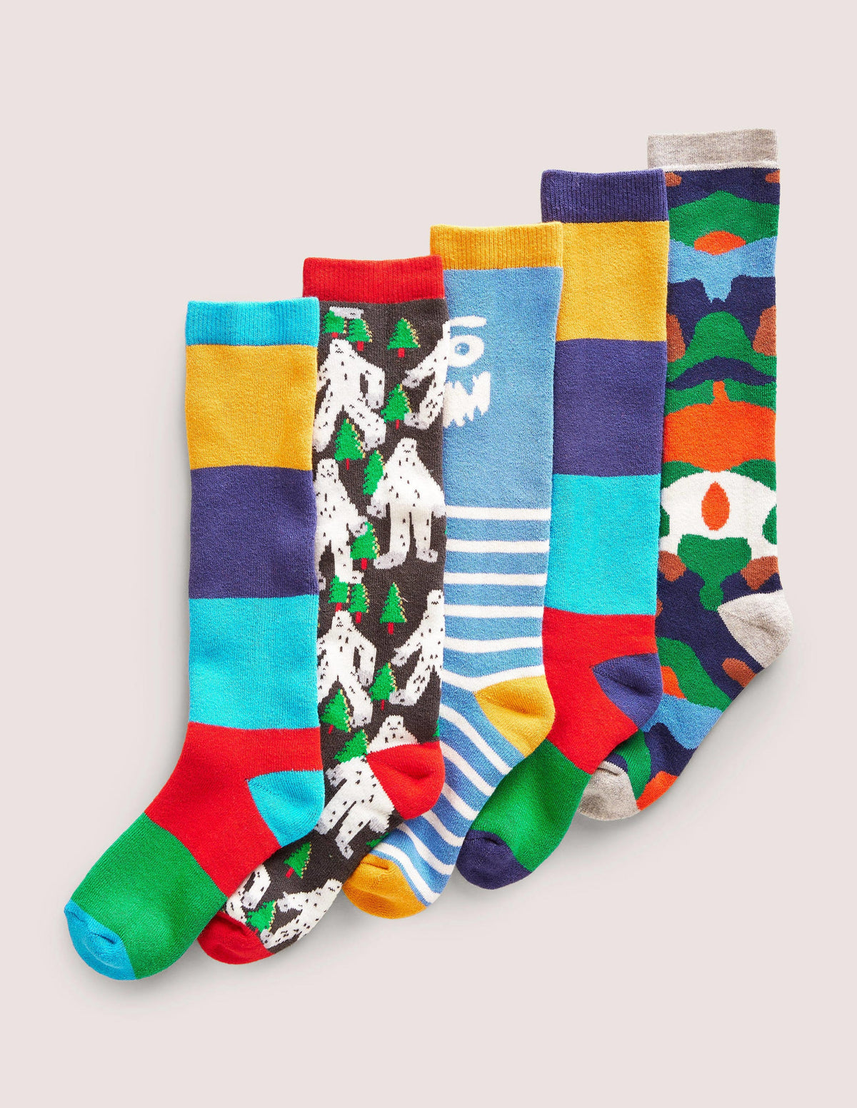 Ski Socks 5 Pack-Winter Multi - Image 1