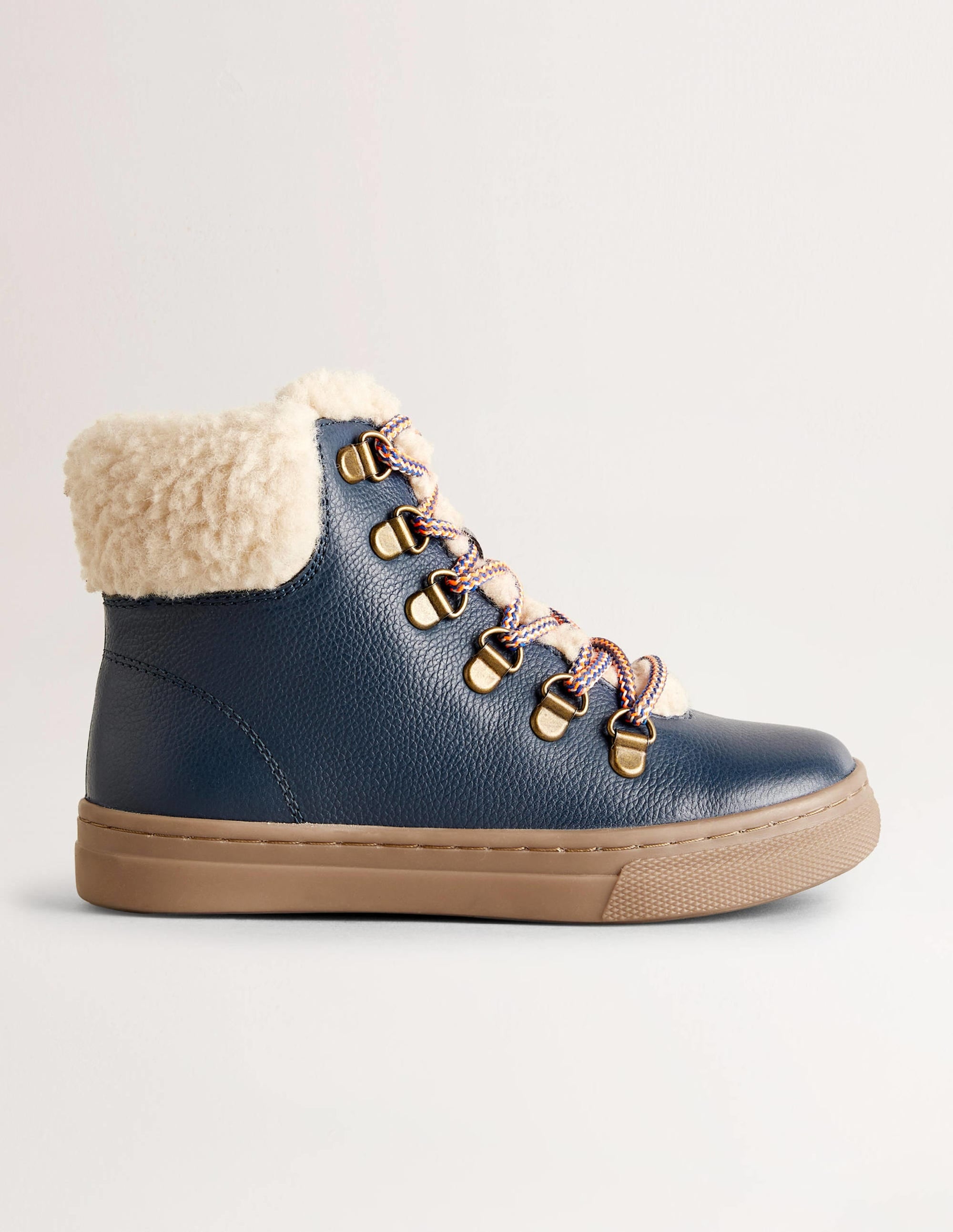 Leather Lace Up Boots-Navy - Image 1