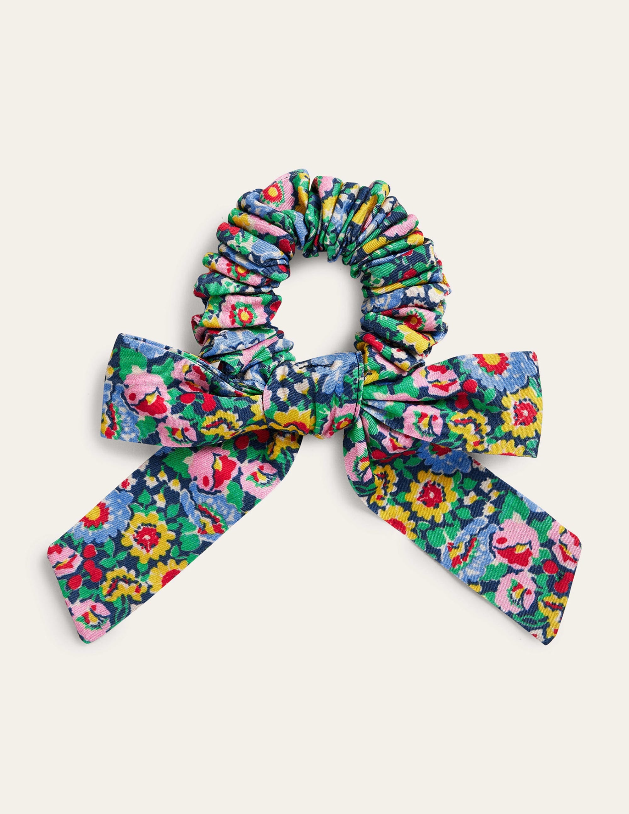 Bow Scrunchie-Bright Multi Floral - Image 1