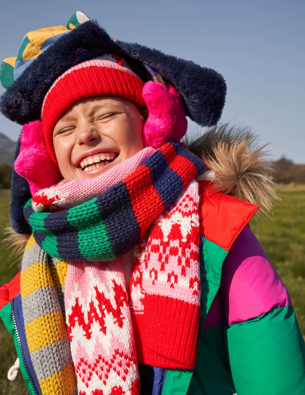 Fair Isle Hat and Scarf set-Pink - Image 3