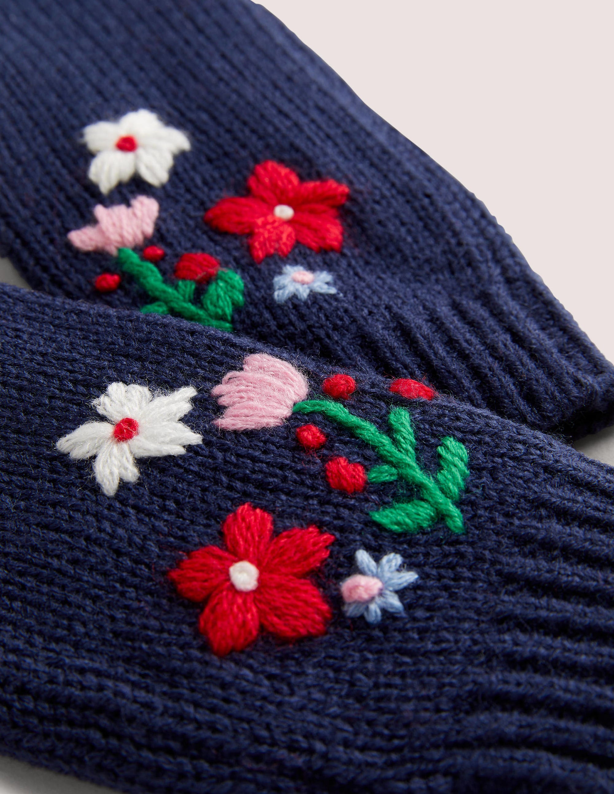 Embroidered Mitten-Navy - Image 2