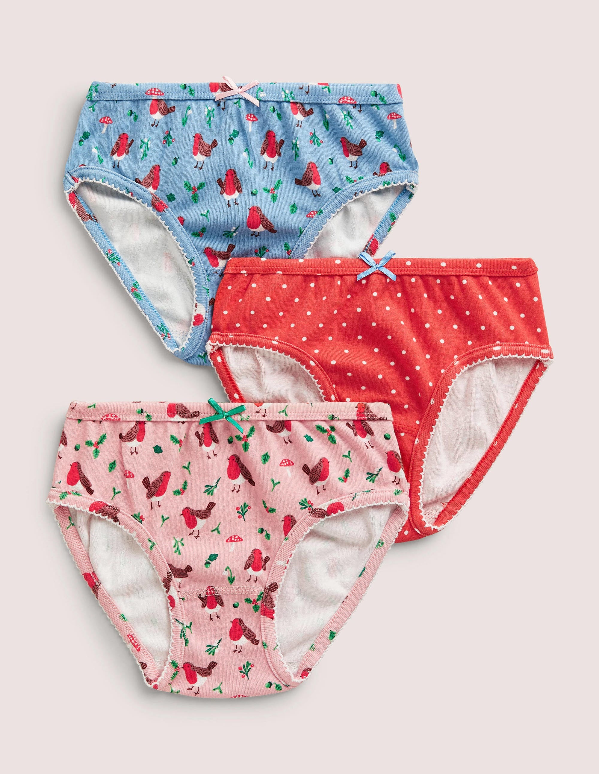 Girls 3 Pack Underwear-Boto Pink Robins - Image 1