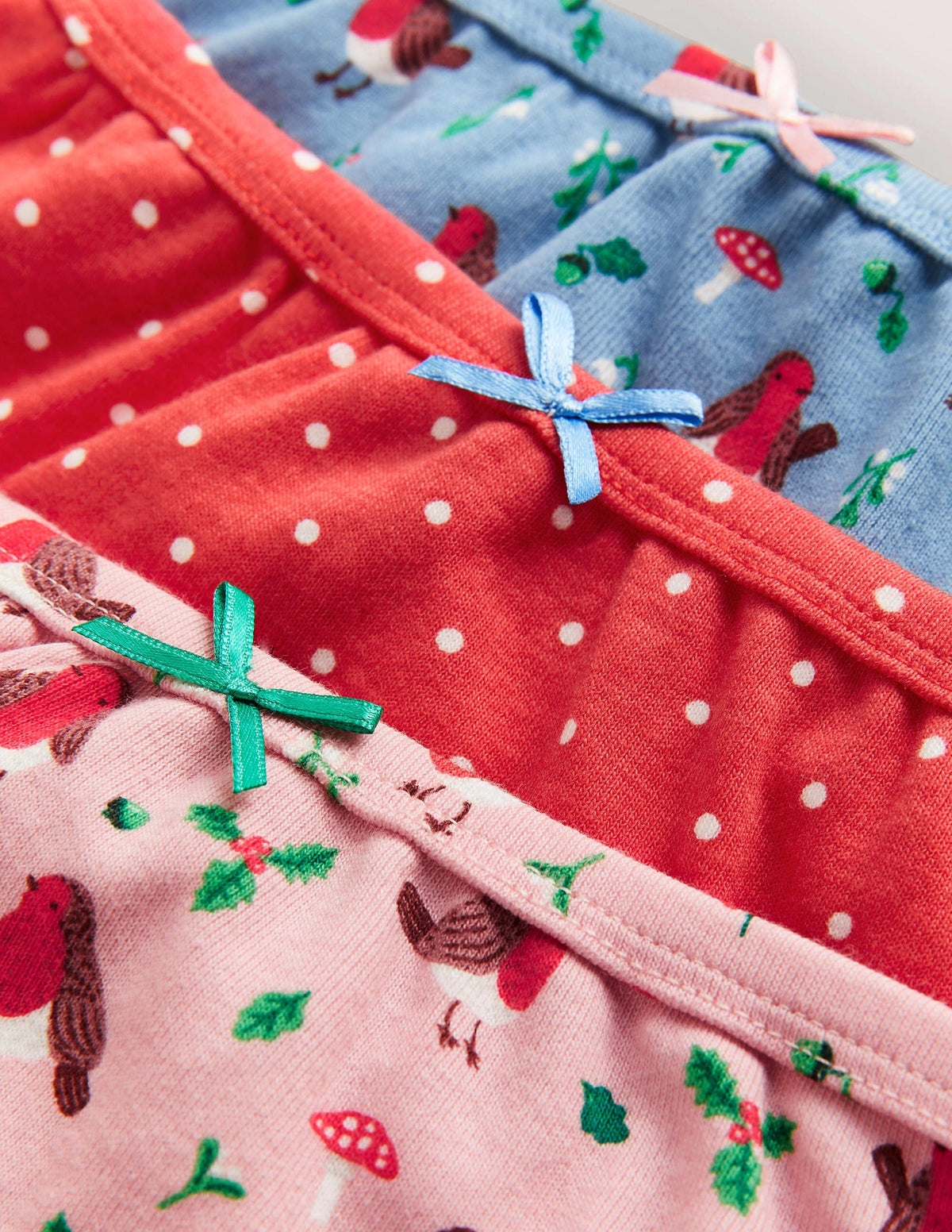 Girls 3 Pack Underwear-Boto Pink Robins-3