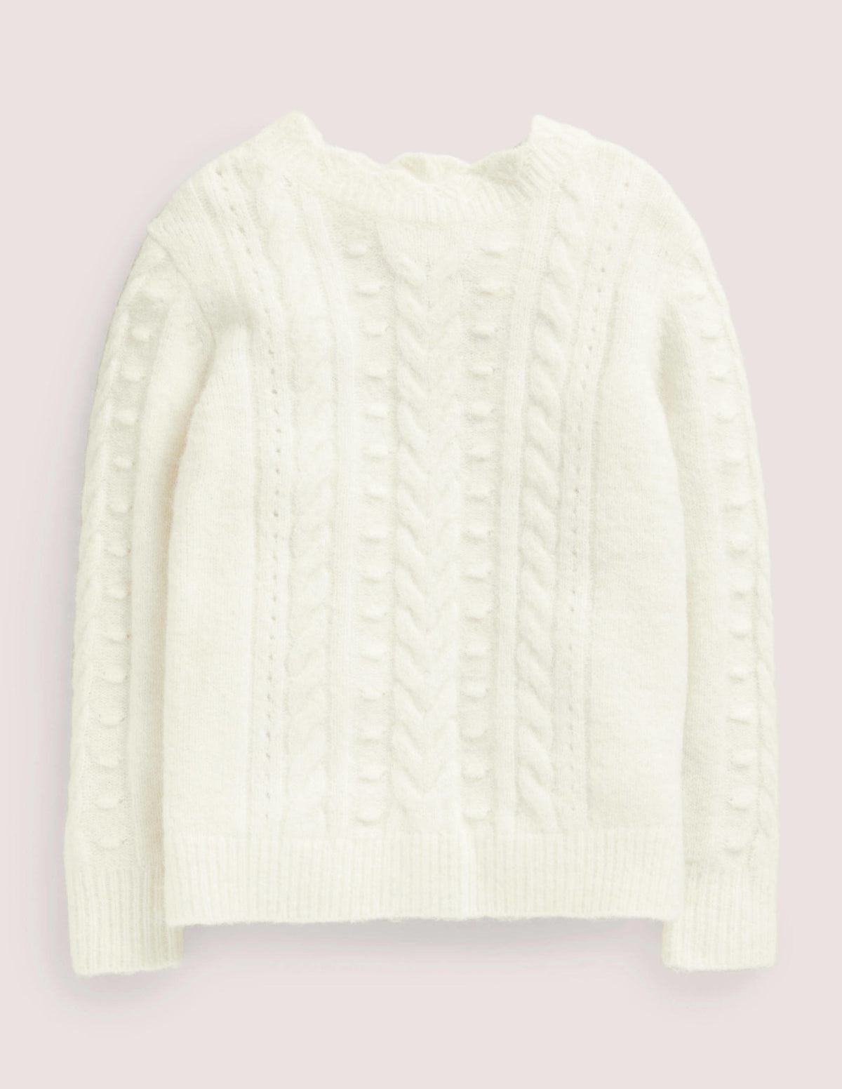 Pointelle Cable Sweater-Ecru Marl - Image 1