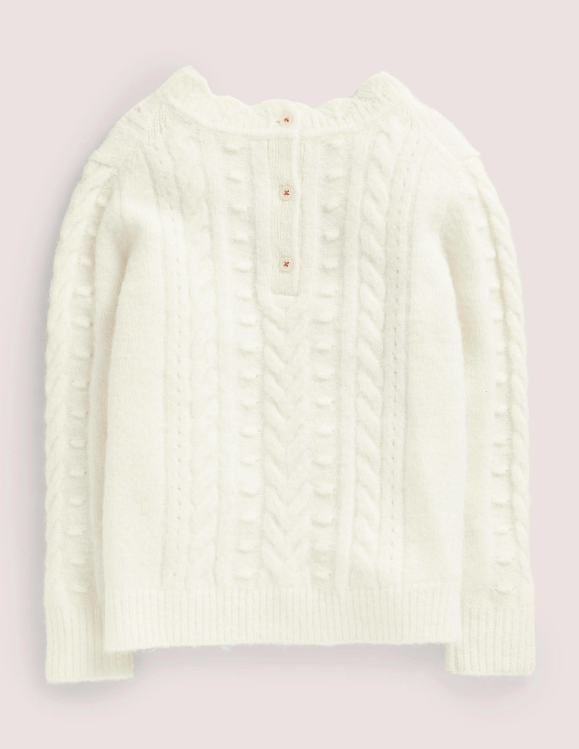 Pointelle Cable Sweater-Ecru Marl - Image 2