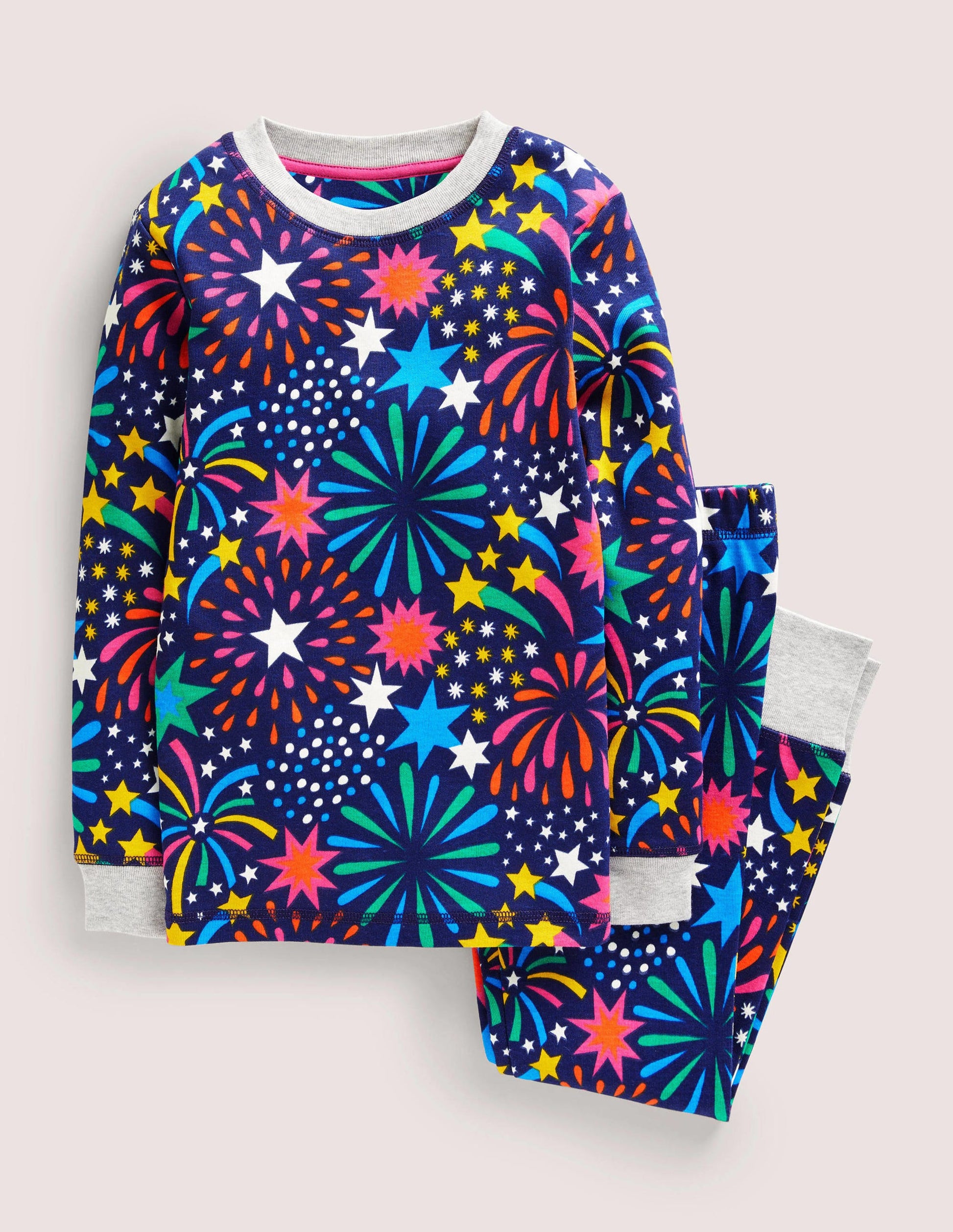 Snug Glow-In-The-Dark Pajamas-College Navy Fireworks-1