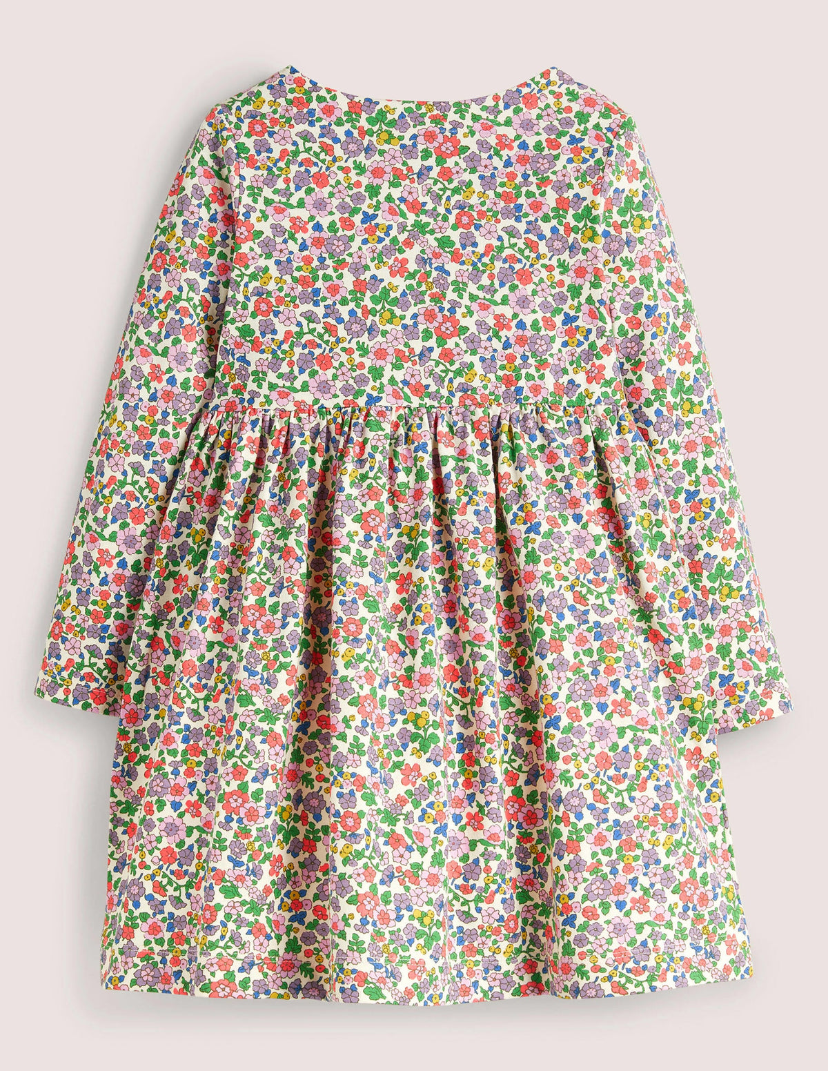 Long Sleeve Fun Jersey Dress-Ivory/Aster Purple Floral-2