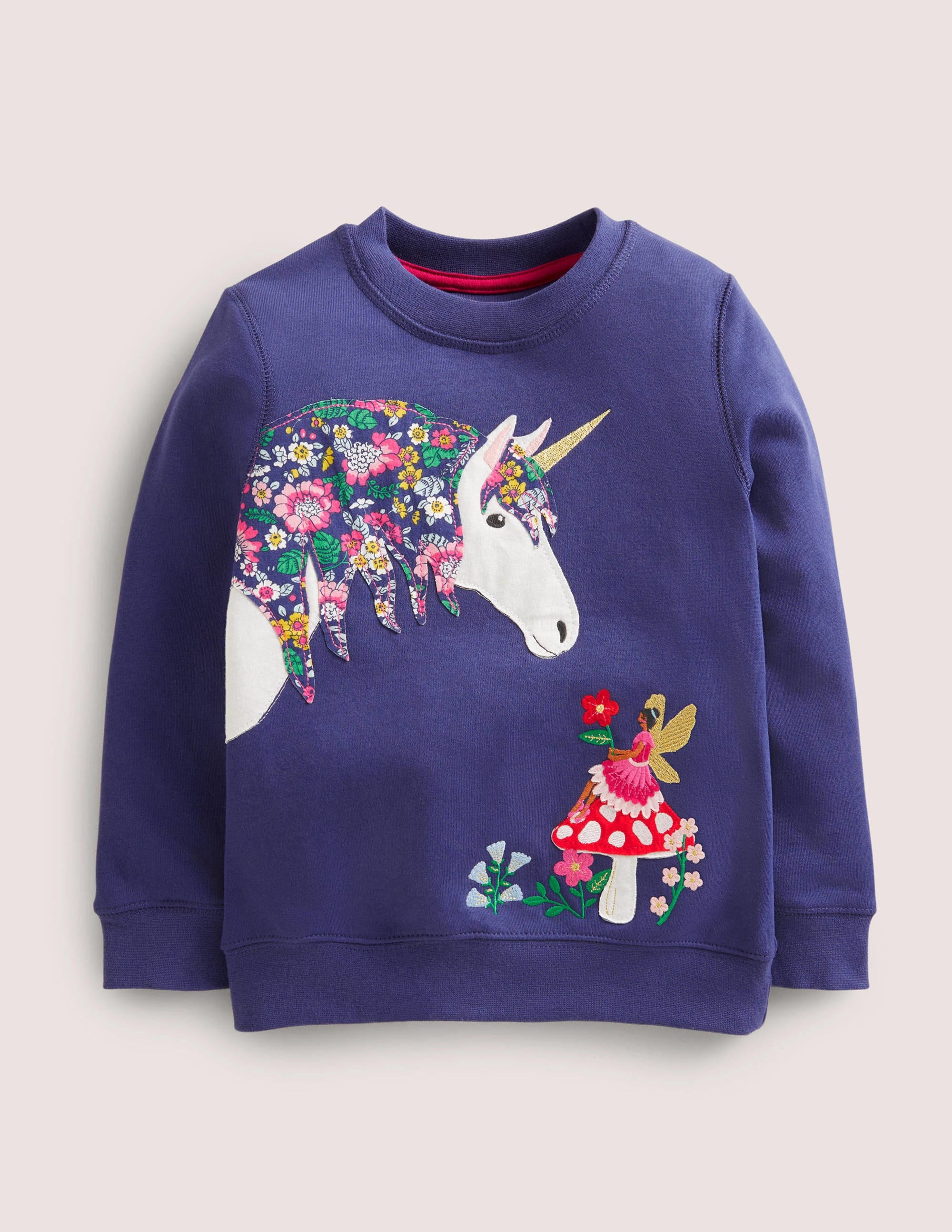 Cosy Appliqué Sweatshirt-Starboard Blue Unicorn - Image 1