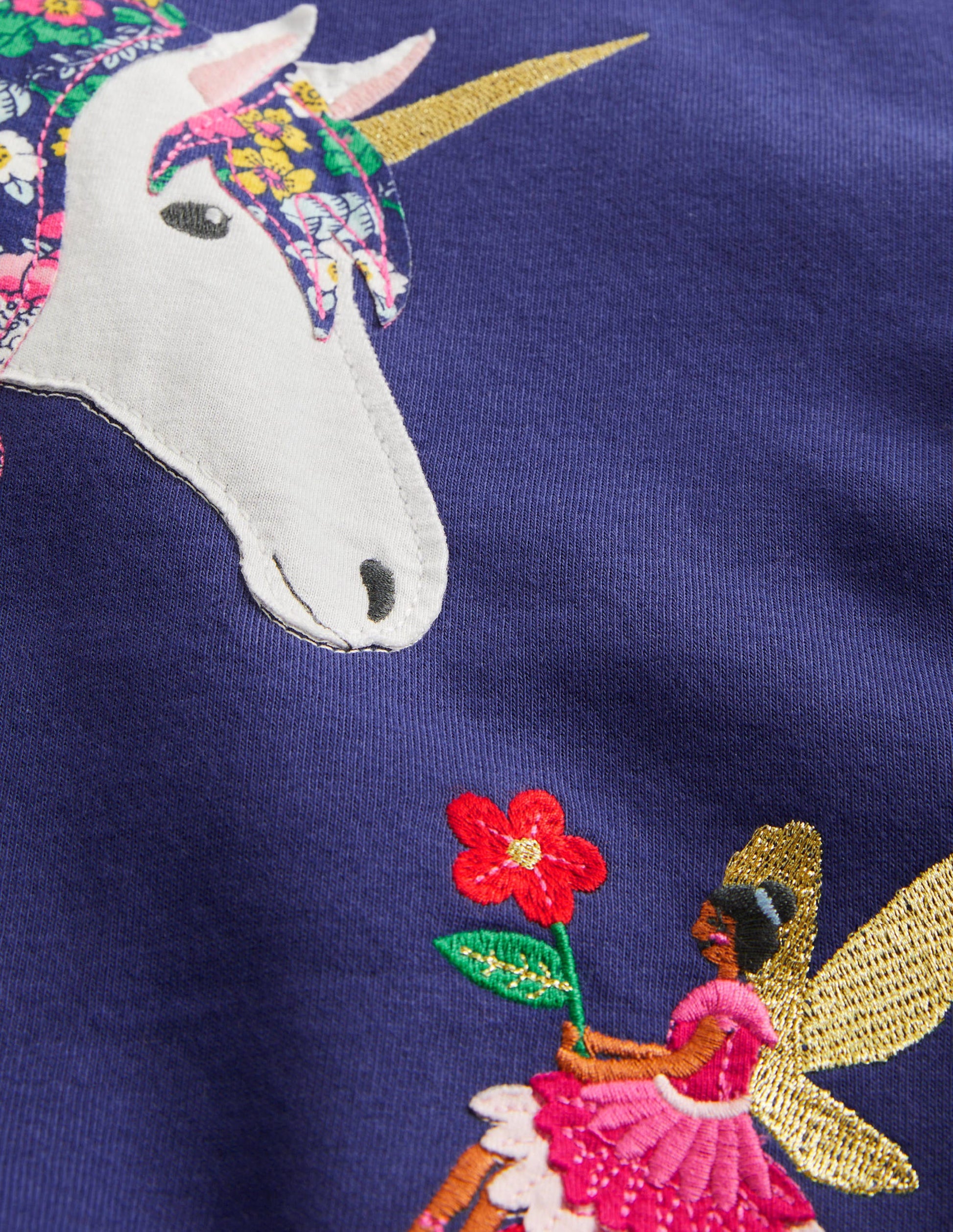 Cosy Appliqué Sweatshirt-Starboard Blue Unicorn-3