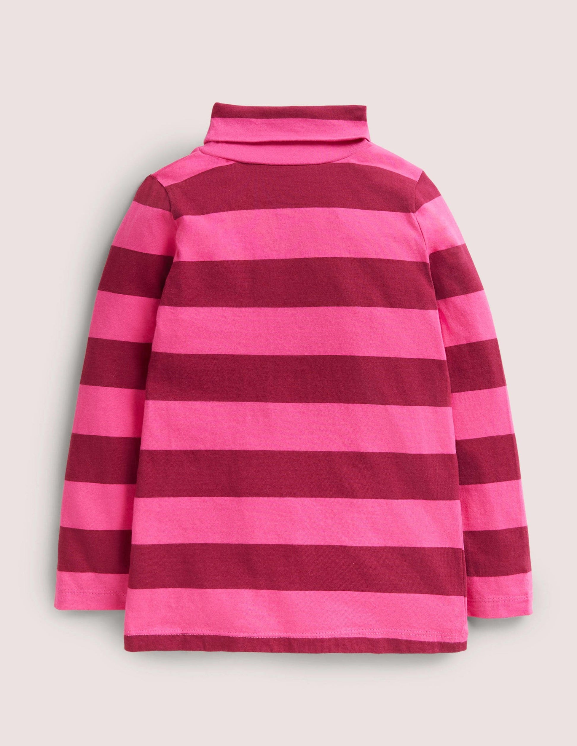 Roll Neck Supersoft T-shirt-Party Pink/Damson Burgundy-2