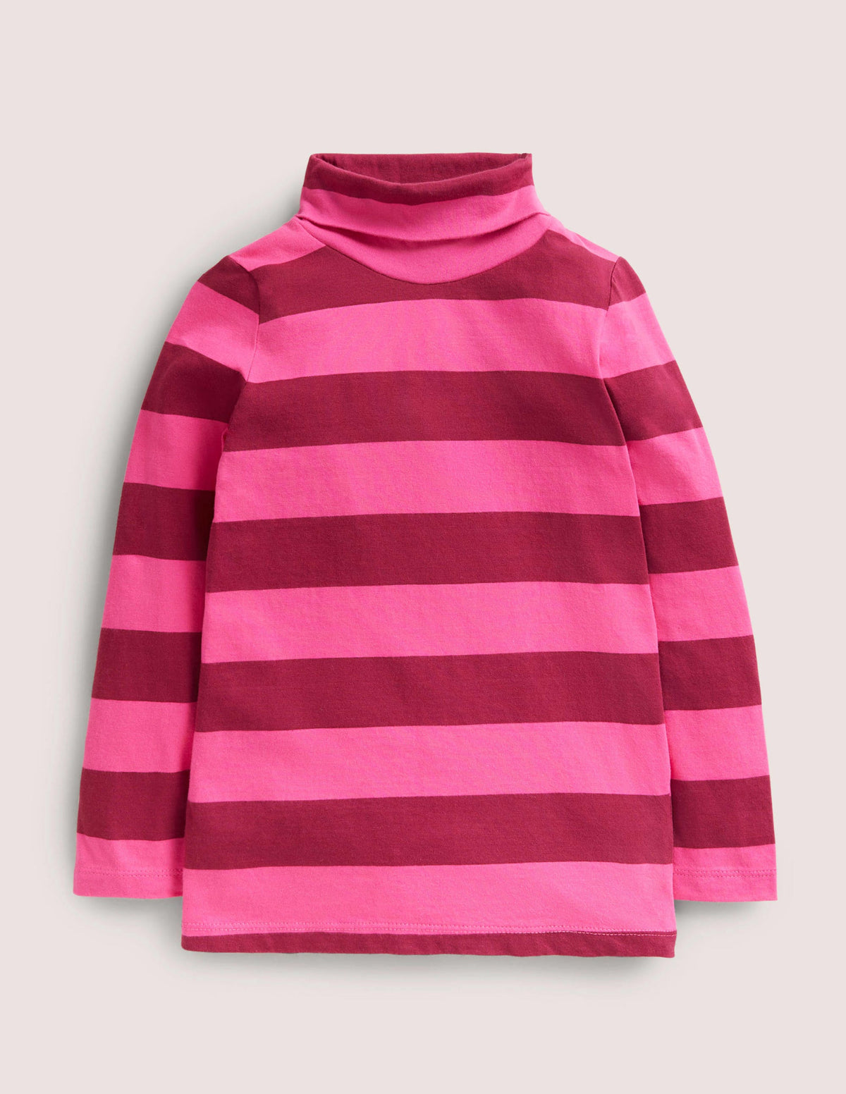 Roll Neck Supersoft T-shirt-Party Pink/Damson Burgundy-1