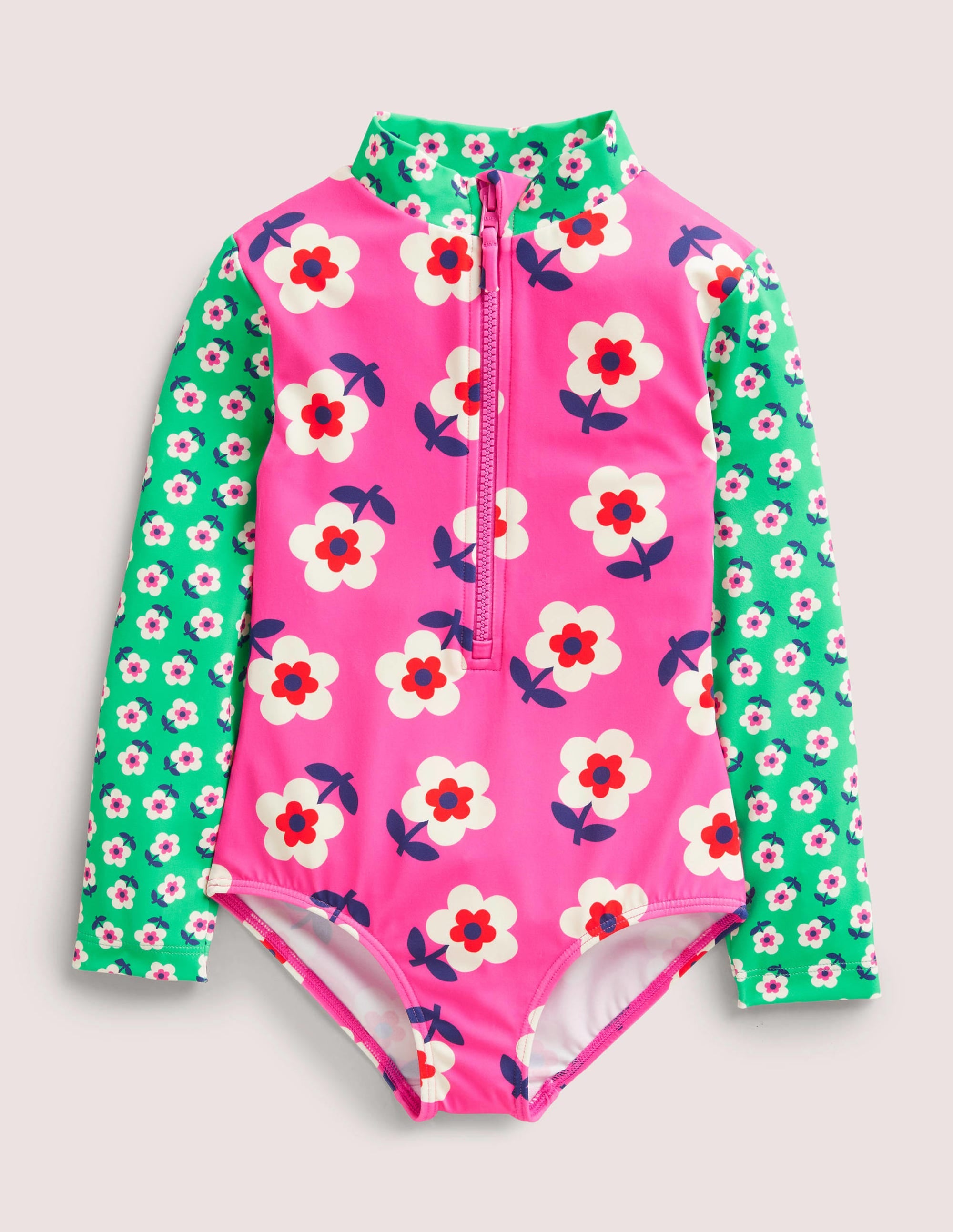 Long-sleeved Swimsuit-Tickled Pink Daisy - Image 1