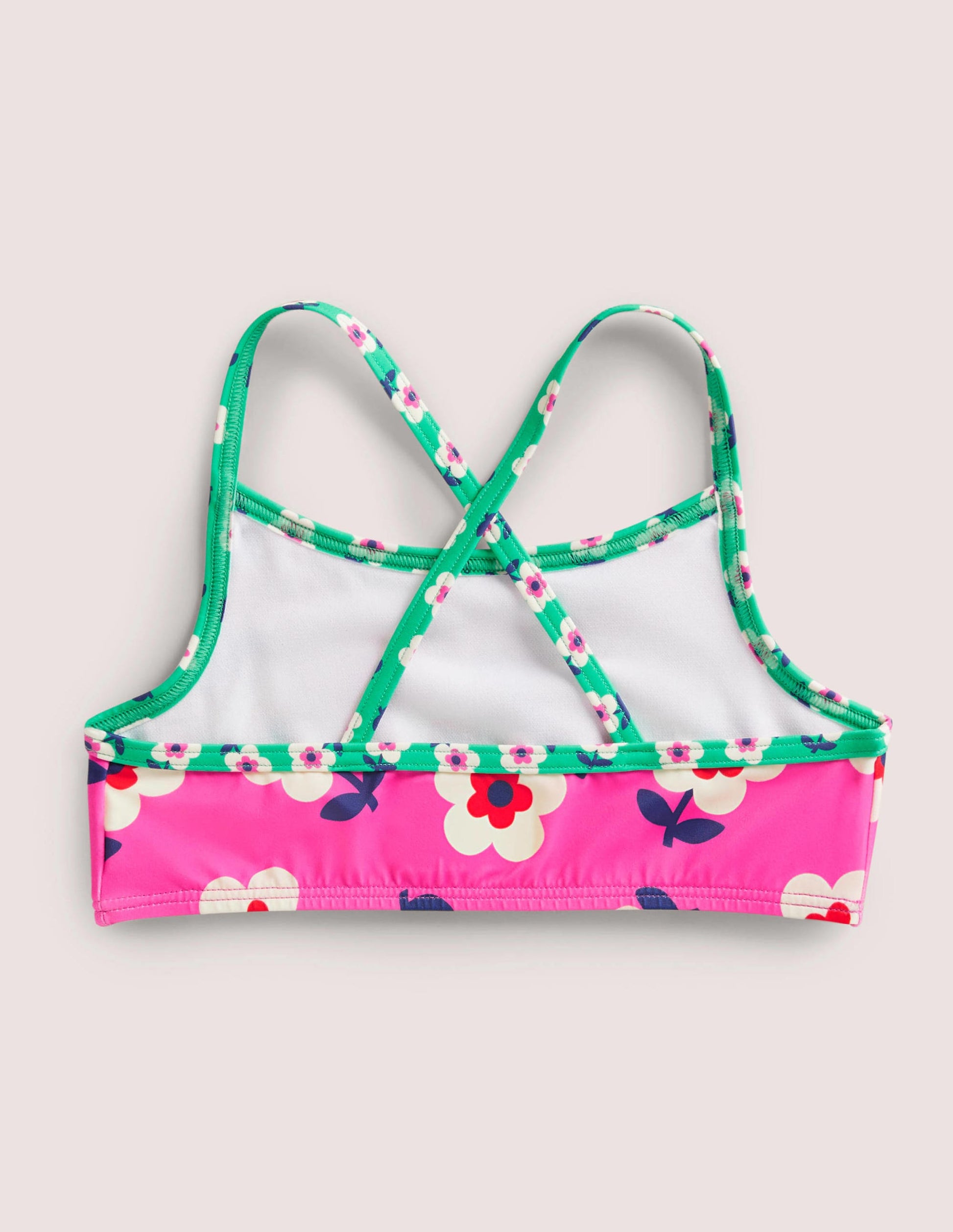 Patterned Bikini Top-Tickled Pink Daisy-2