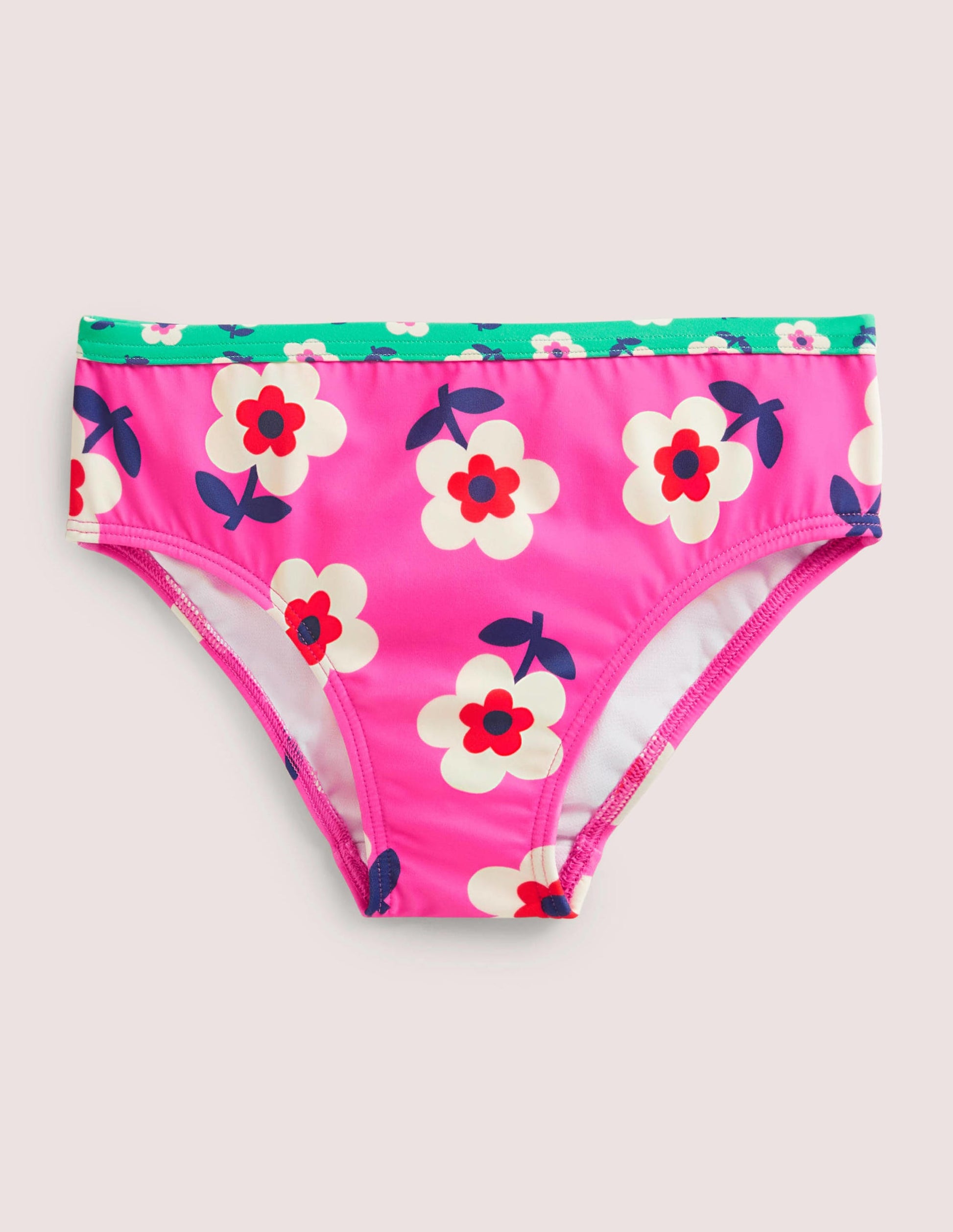 Patterned Bikini Bottoms-Tickled Pink Daisy-1