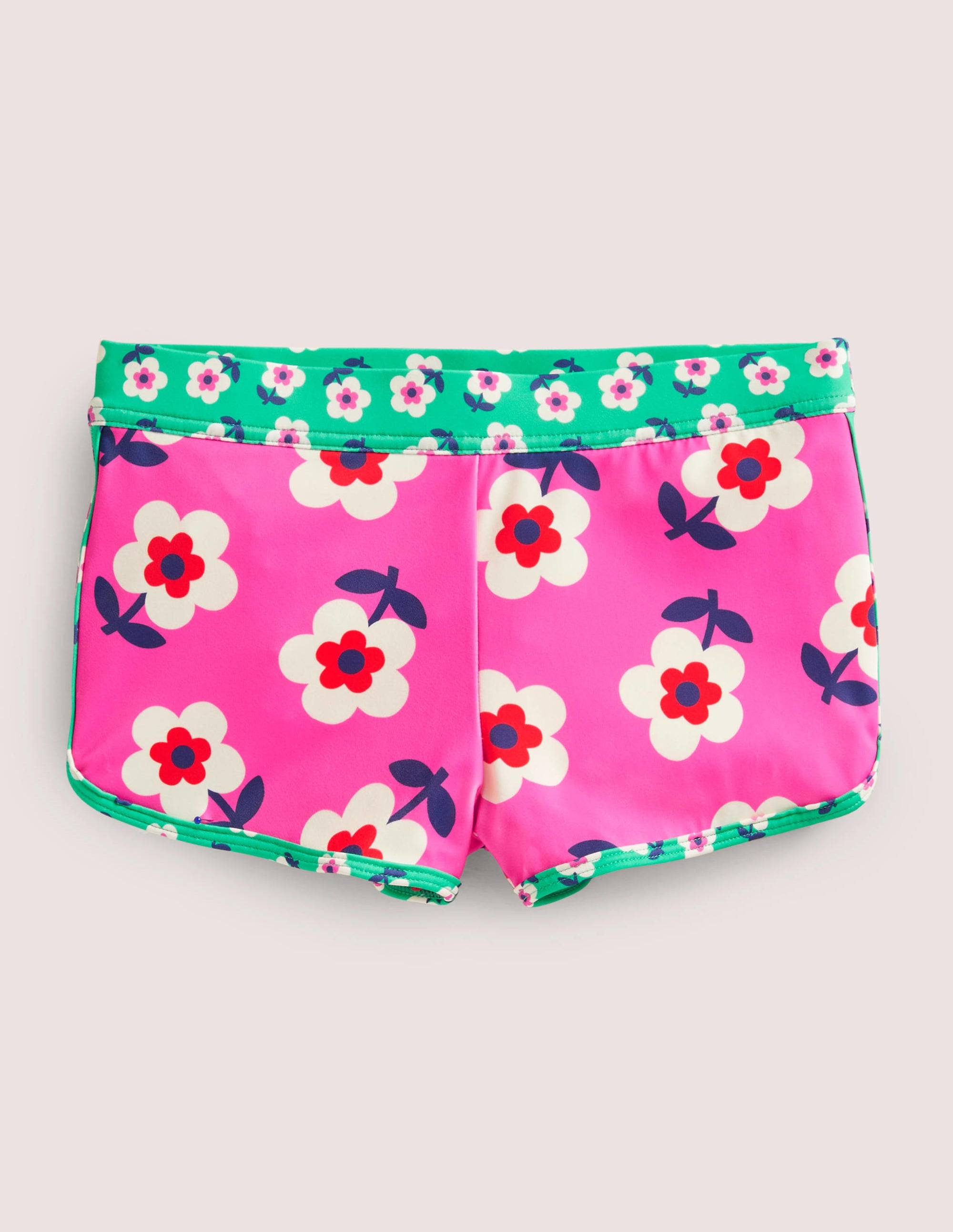 Patterned Swim Shorts-Tickled Pink Daisy - Image 1