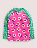 Patterned Rash Guard-Tickled Pink Daisy