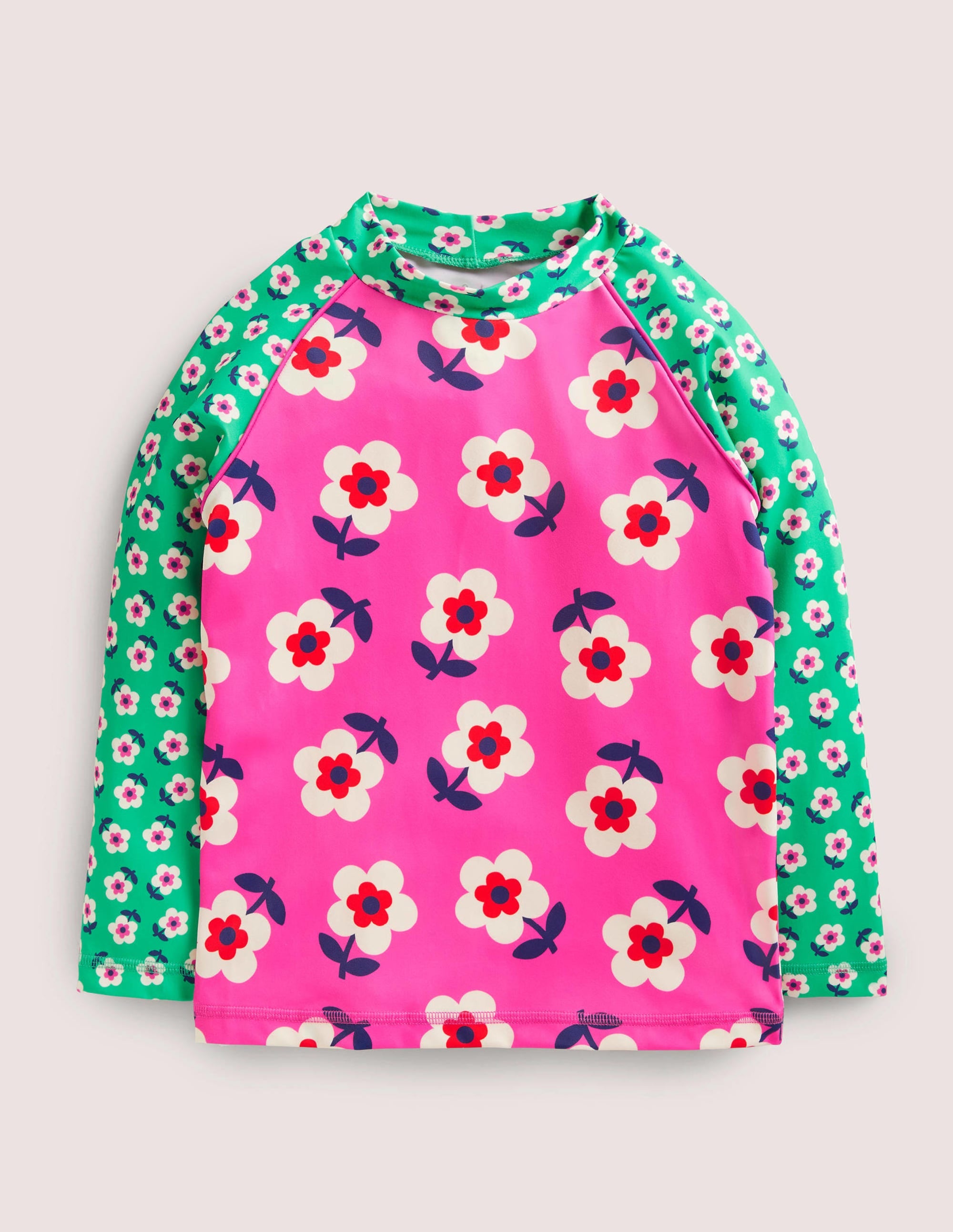 Patterned Rash Guard-Tickled Pink Daisy - Image 1