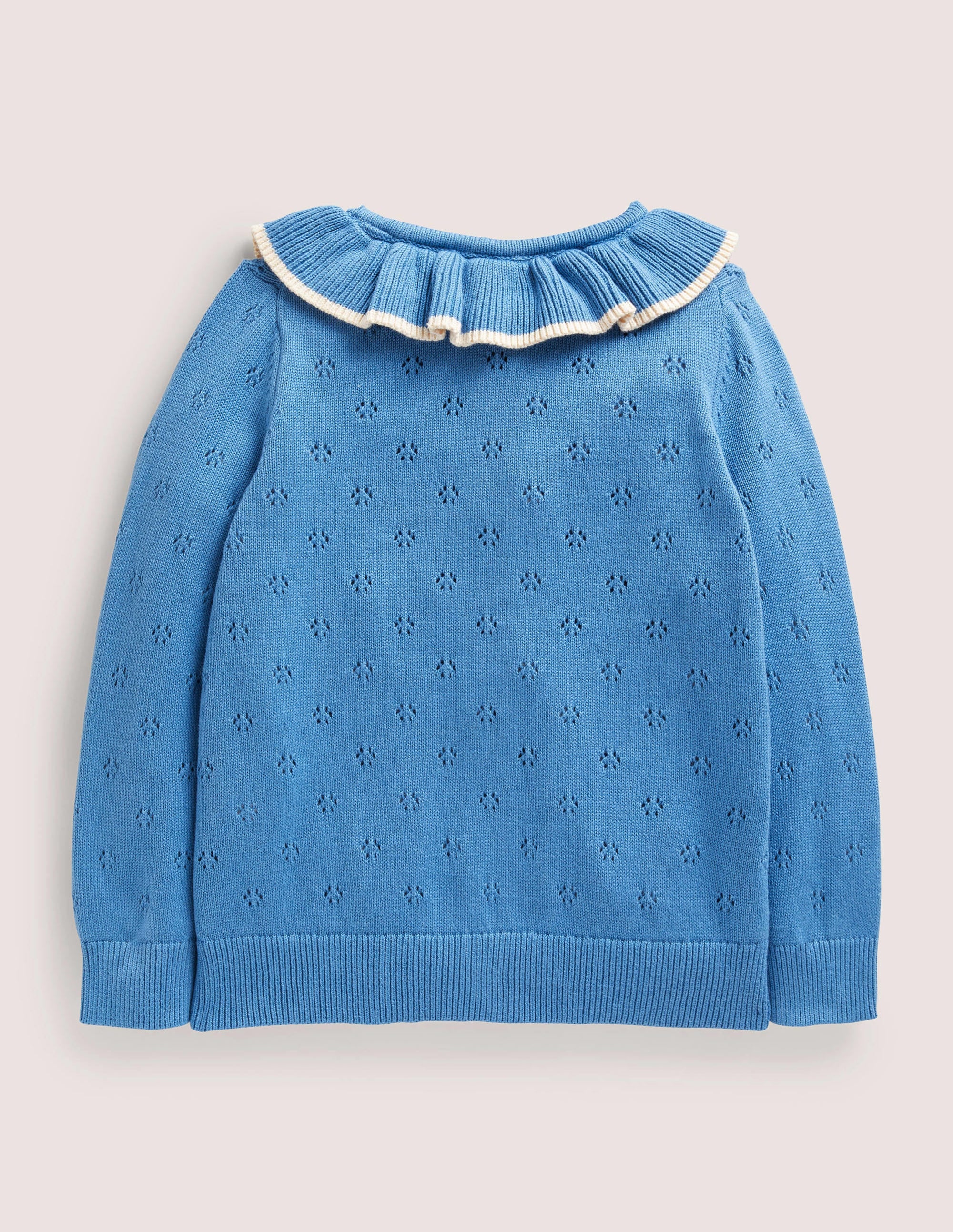 Collared Pointelle Cardigan-Elizabethan Blue - Image 2