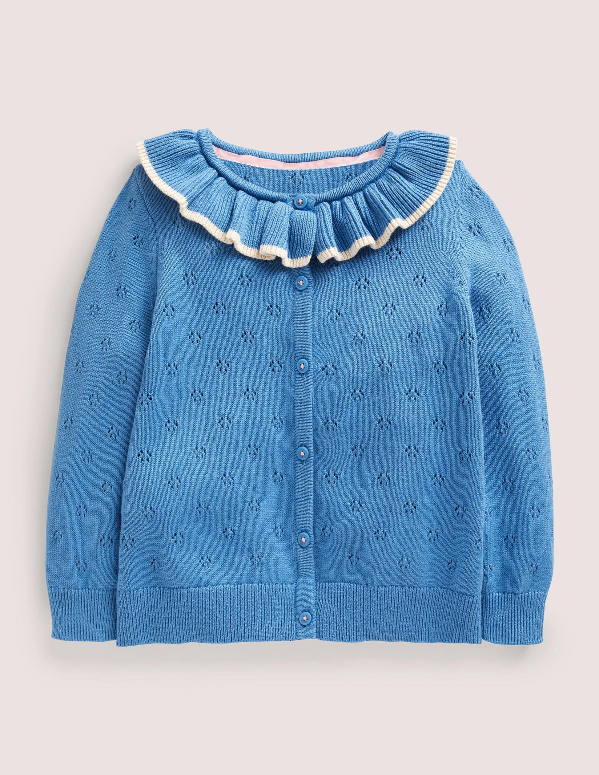 Collared Pointelle Cardigan-Elizabethan Blue-1