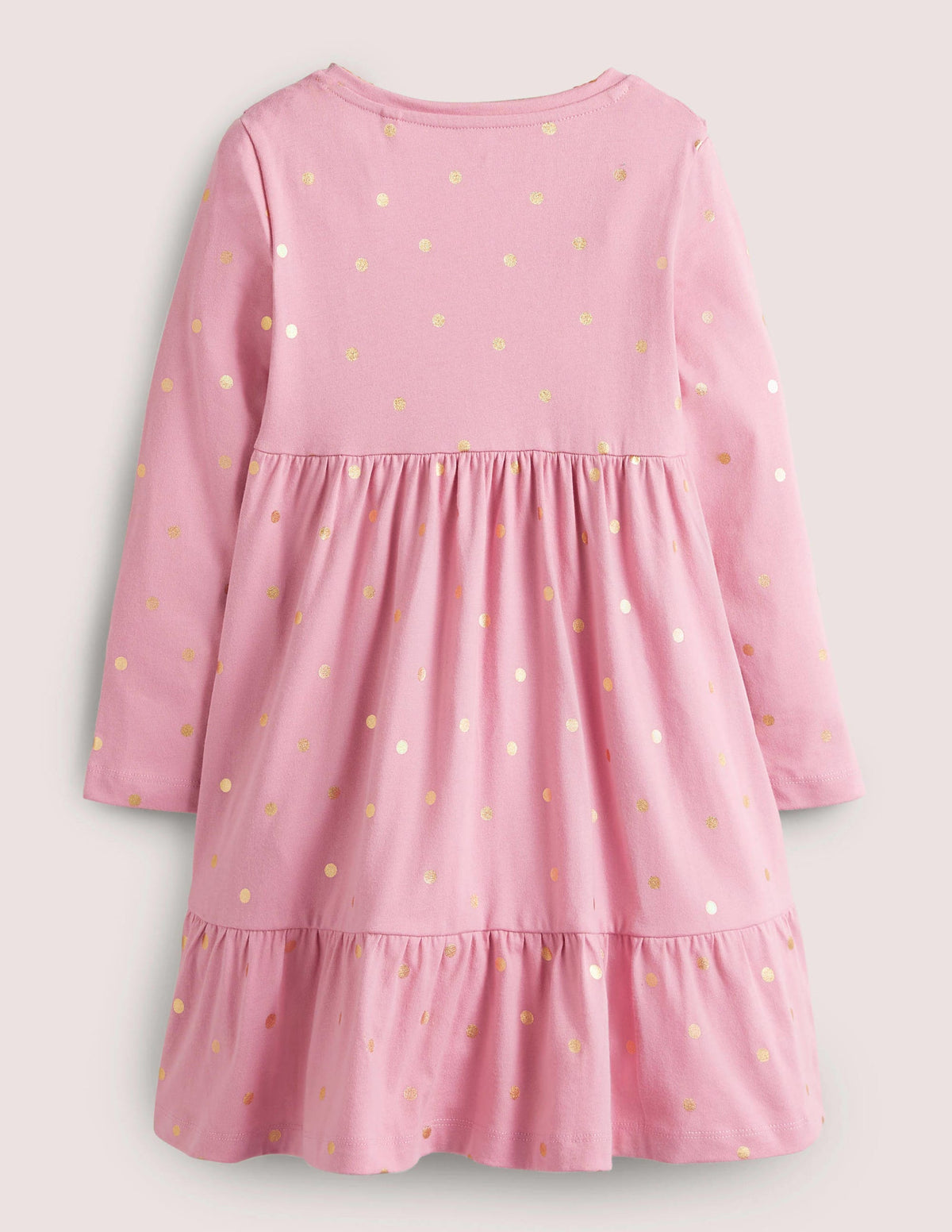 Frill Tiered Jersey Dress-Formica Pink/Gold Spot - Image 2