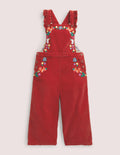 Embroidered Cord Overalls-Russet Red Embroidery